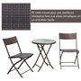 Voir la diapositive 5 : OUTSUNNY Ensemble salon de jardin 2 places table ronde pliable plateau verre trempé chaises pliantes résine tressée chocolat