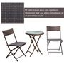 Voir la diapositive 5 : OUTSUNNY Ensemble salon de jardin 2 places table ronde pliable plateau verre trempé chaises pliantes résine tressée chocolat