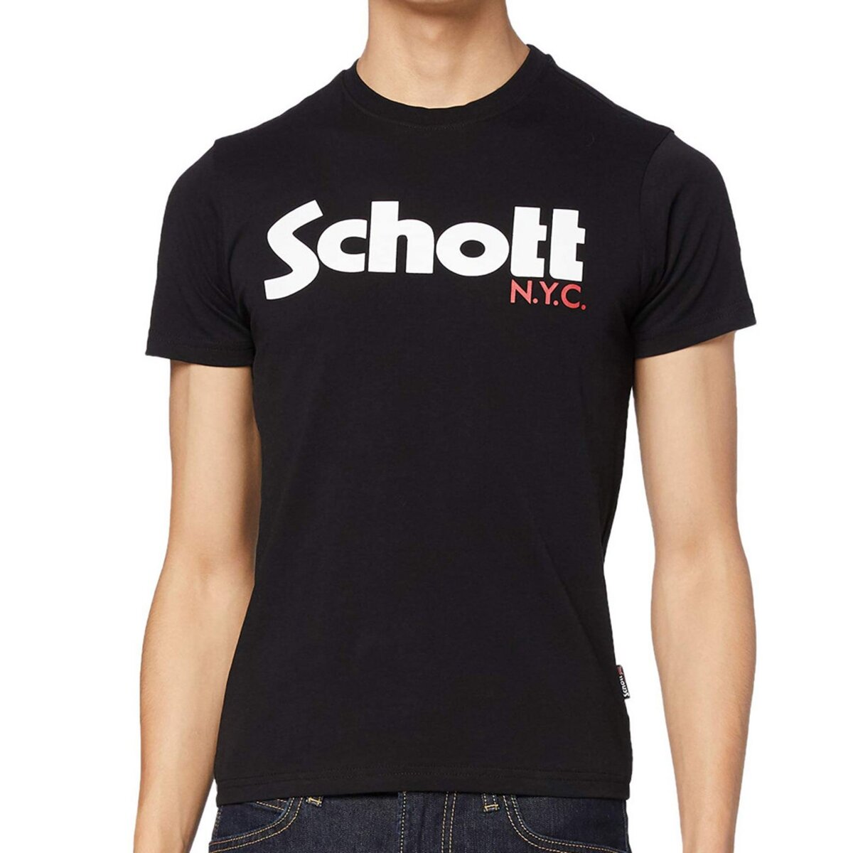 T shirt Noir Homme Schott Logo pas cher Auchan