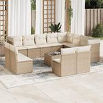 VIDAXL Salon de jardin avec coussins 13 pcs beige resine tressee
