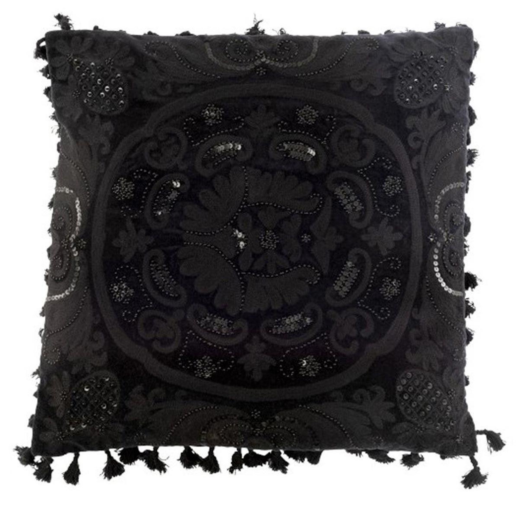 J-LINE Coussin déco  marocain  45x45cm noir
