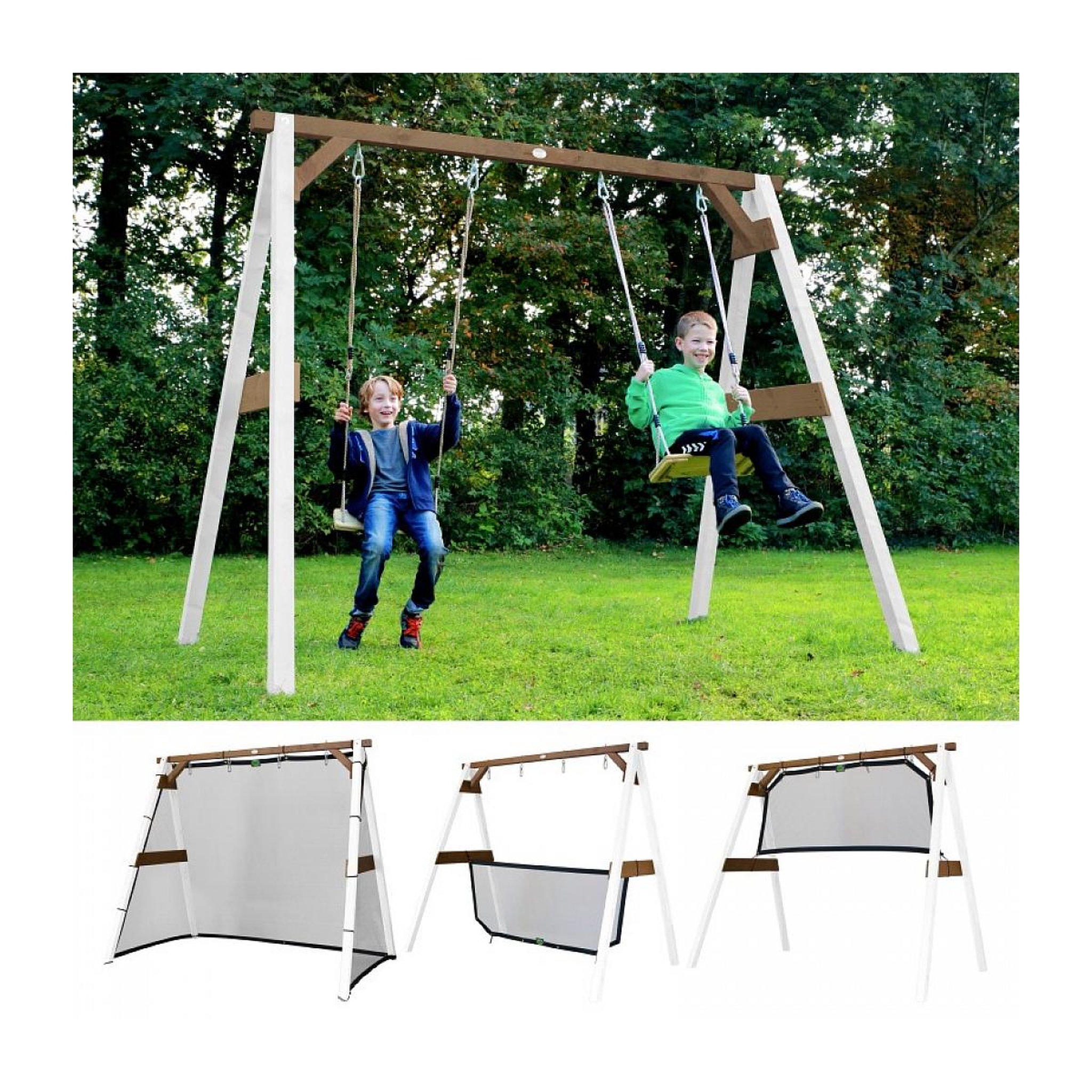 Voir la diapositive 2 : Axi House AXI Portique 4 en 1 Sports Fun Blanc Marron 160x254x207cm