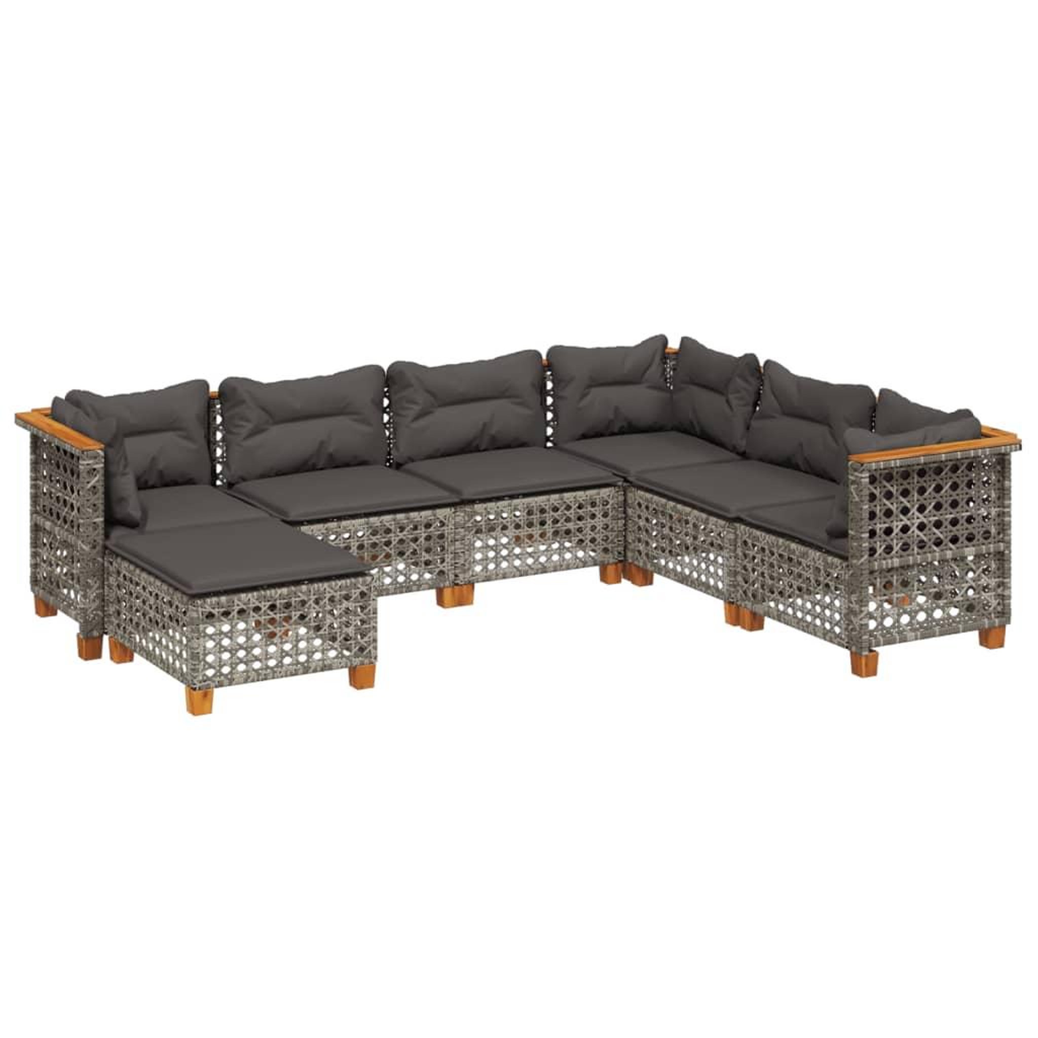 Voir la diapositive 2 : VIDAXL Salon de jardin avec coussins 7 pcs gris resine tressee