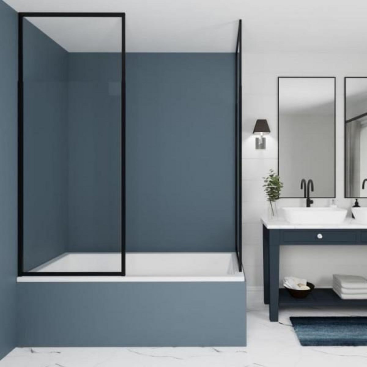 GELCO Pare Baignoire 1 volet - GELCO - ONLY Noir - 80 x 155 / 210