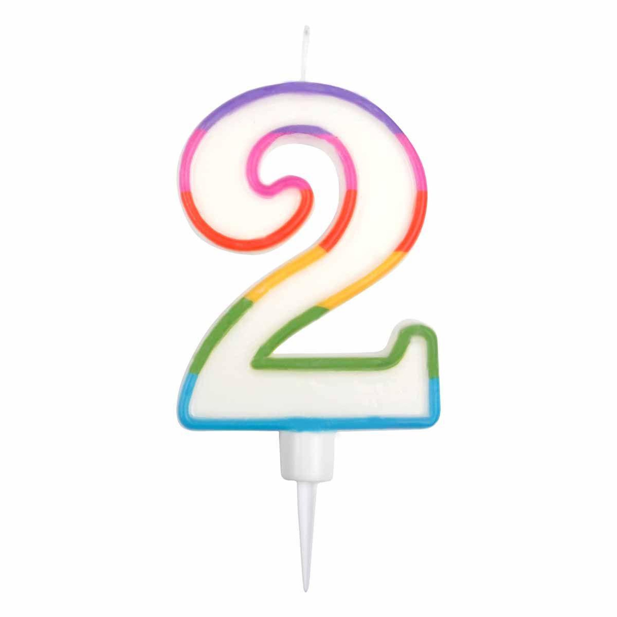 HOMEA Bougie d'Anniversaire  Chiffre 2  10cm Multicolore