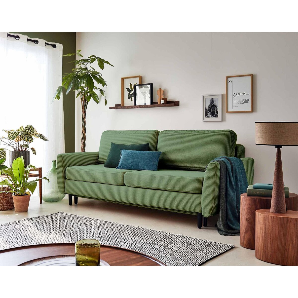 LISA DESIGN Dan - canapé 3 places - convertible avec coffre - en velours côtelé