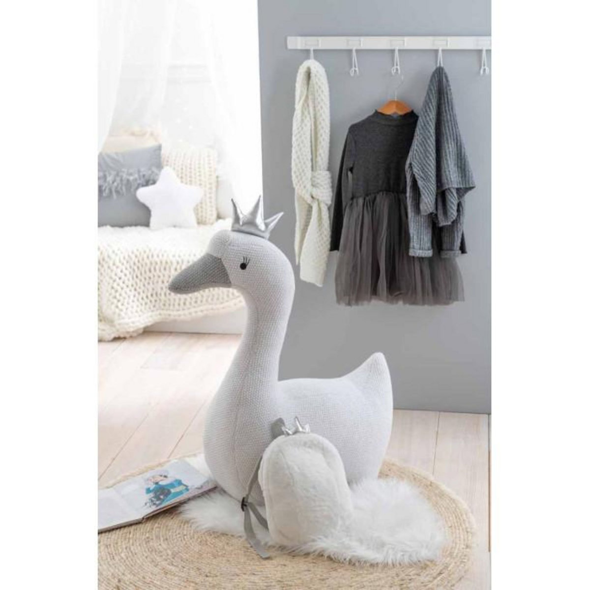 Paris Prix Fauteuil Enfant  Cygne  77cm Blanc & Argent