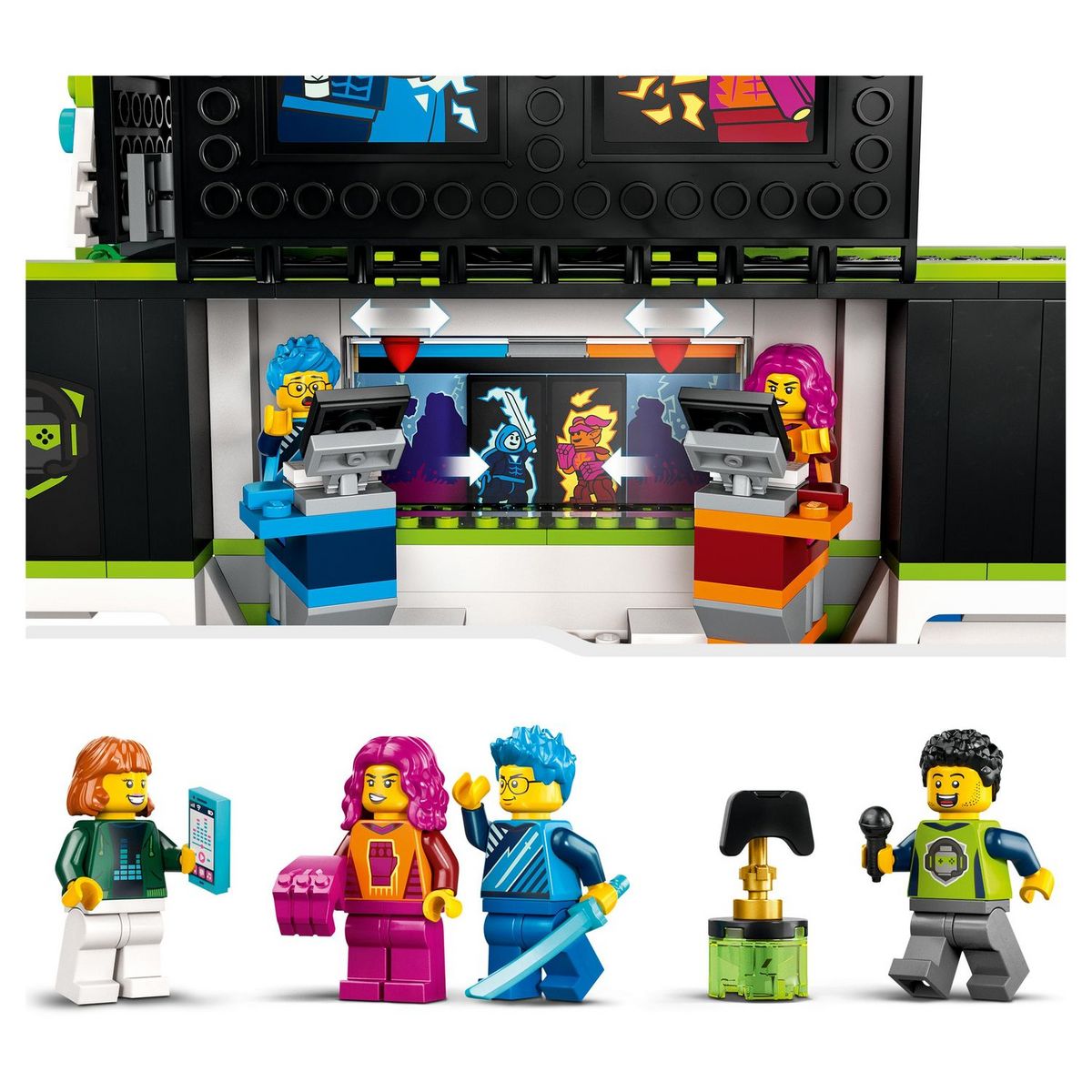 LEGO City 60388 Camion des tournois de jeux vidéos, Jouet de Véhicules eSports, avec Minifigurines pour Gameur