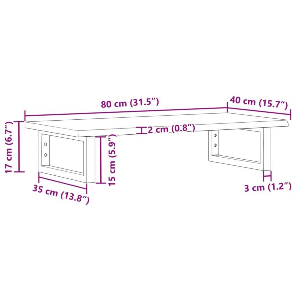 VIDAXL Etagere de vasque murale acier et bois de chene massif