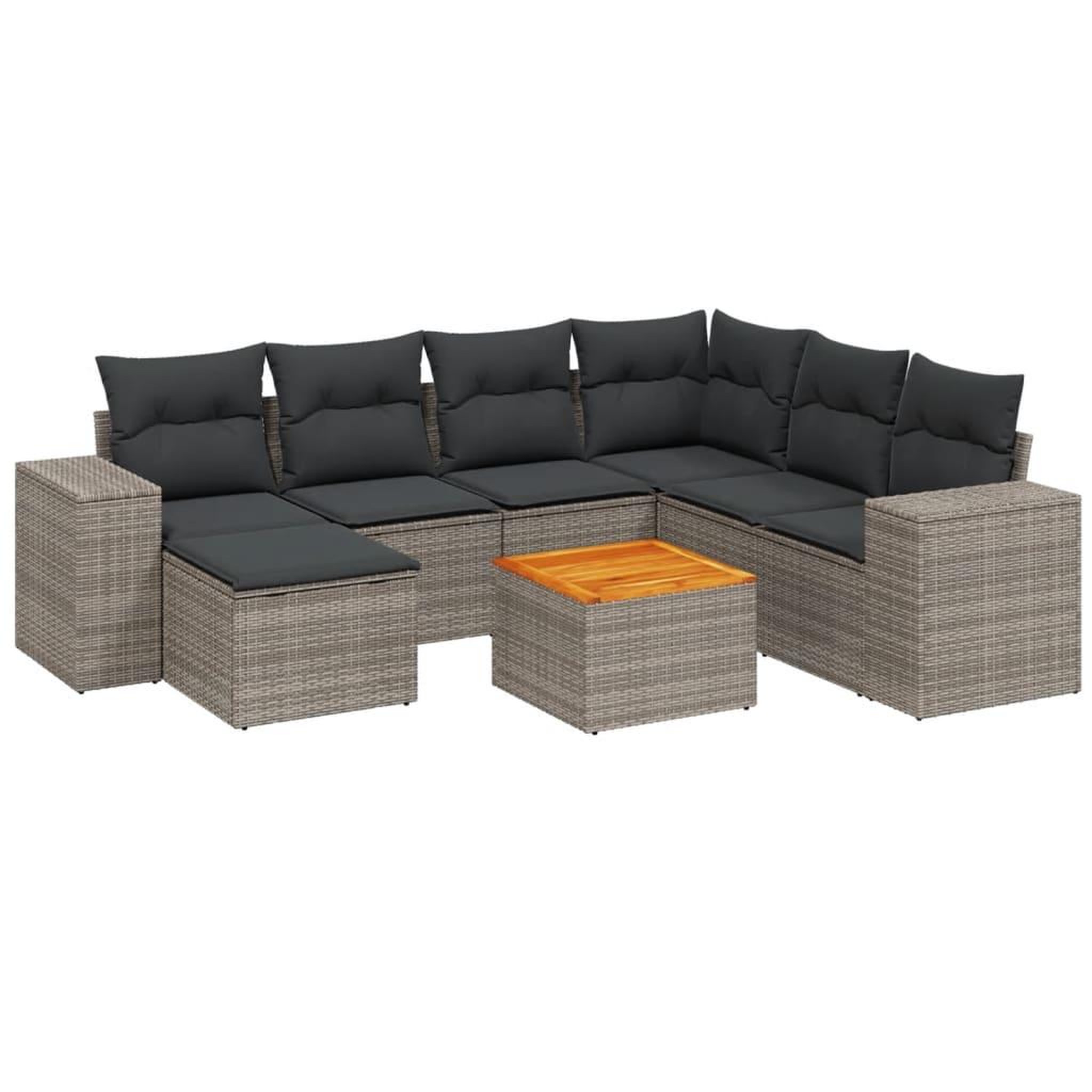 Voir la diapositive 2 : VIDAXL Salon de jardin 8 pcs avec coussins gris resine tressee