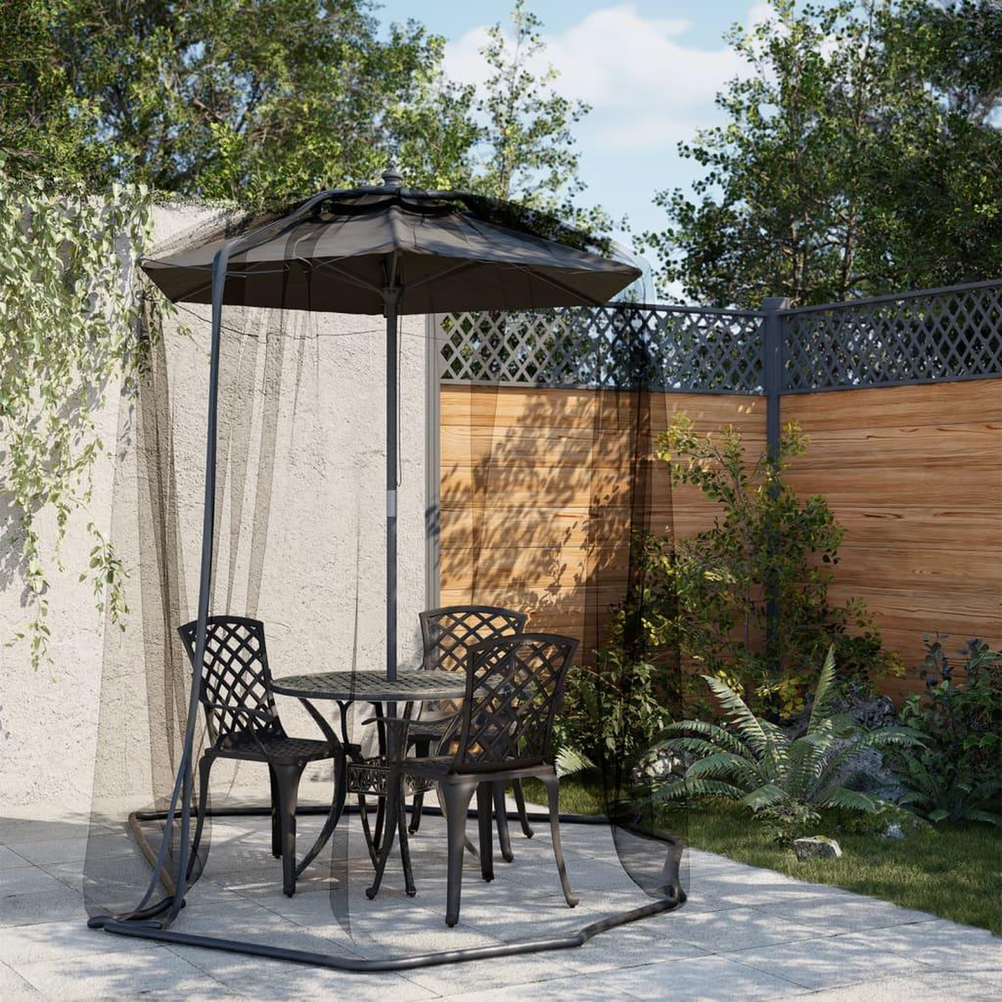 VIDAXL Moustiquaire pour parasol 220 maille noir Φ300x230 cm