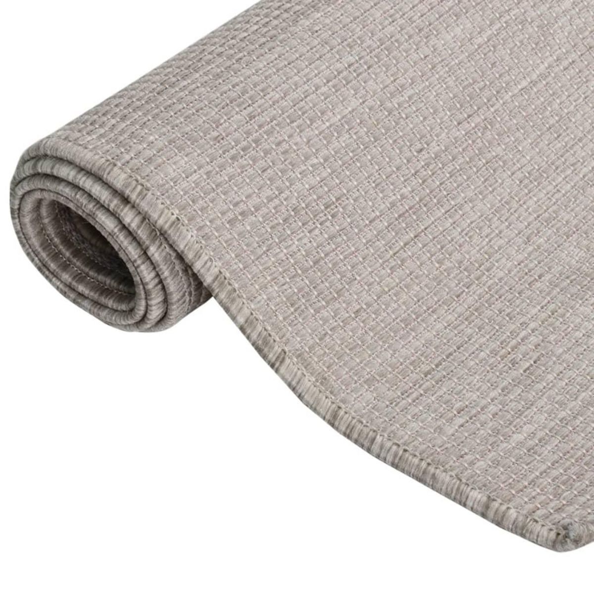 VIDAXL Tapis a tissage plat d'exterieur 80x150 cm Taupe