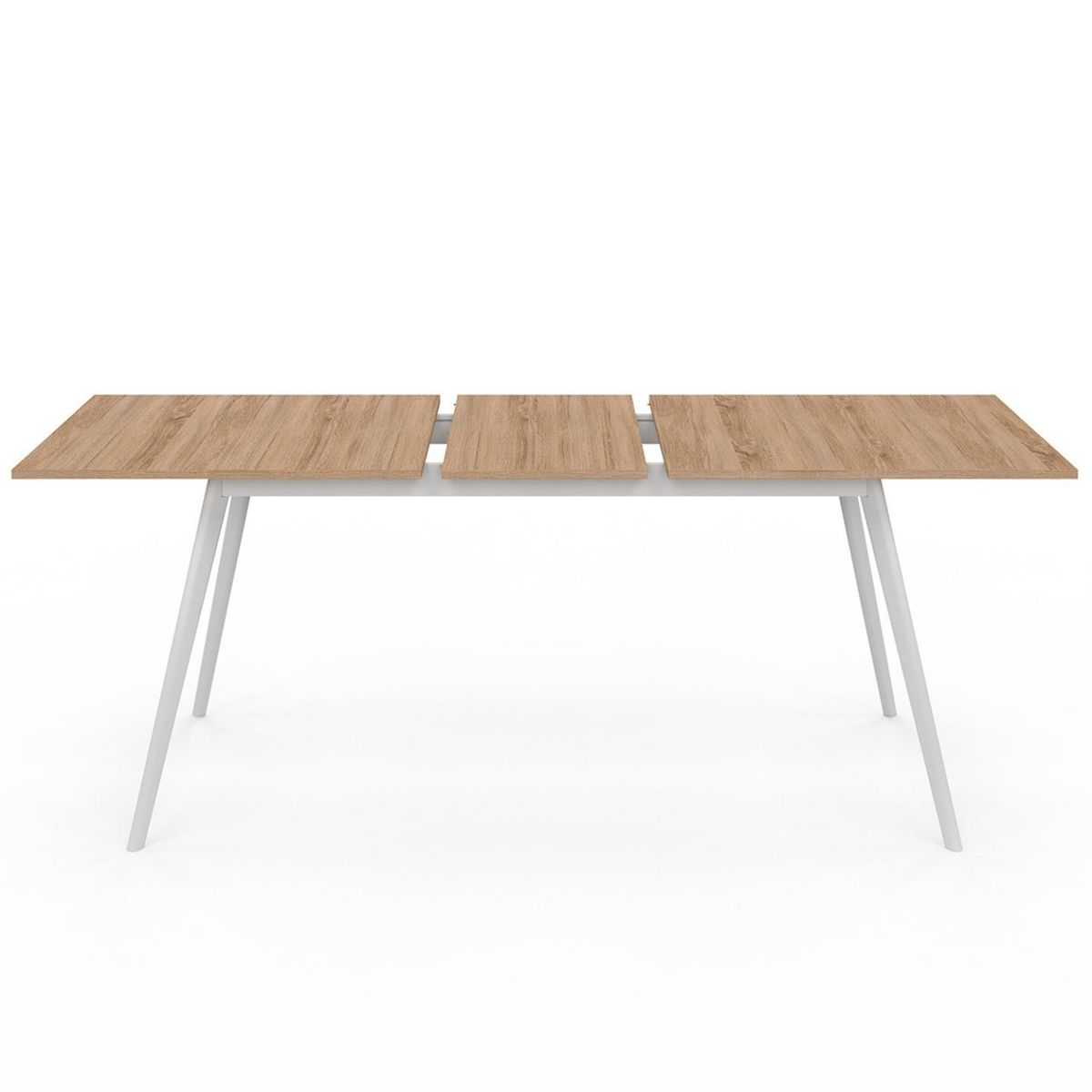 ID MARKET Table scandinave extensible rectangle INGA 6-10 personnes plateau bois pieds blancs 160-200 cm