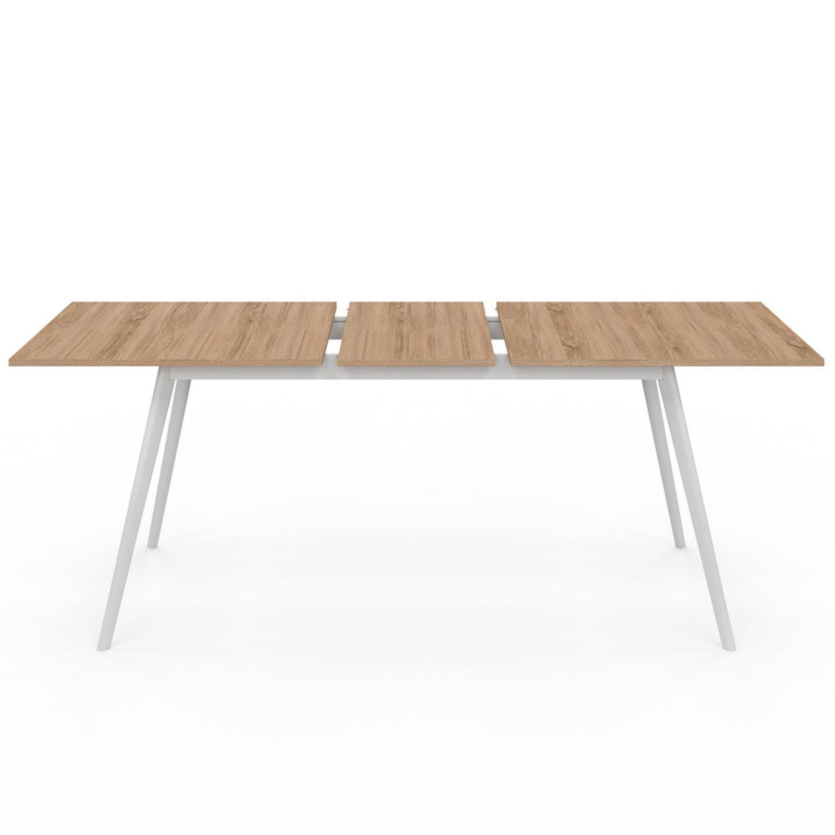 ID MARKET Table scandinave extensible rectangle INGA 6-10 personnes plateau bois pieds blancs 160-200 cm