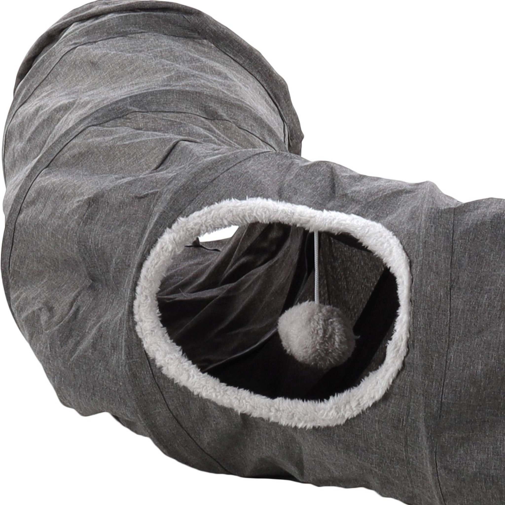 Voir la diapositive 5 : Eden Jeu tunnel interactif pour chat gris foncé avec balle 95 cm