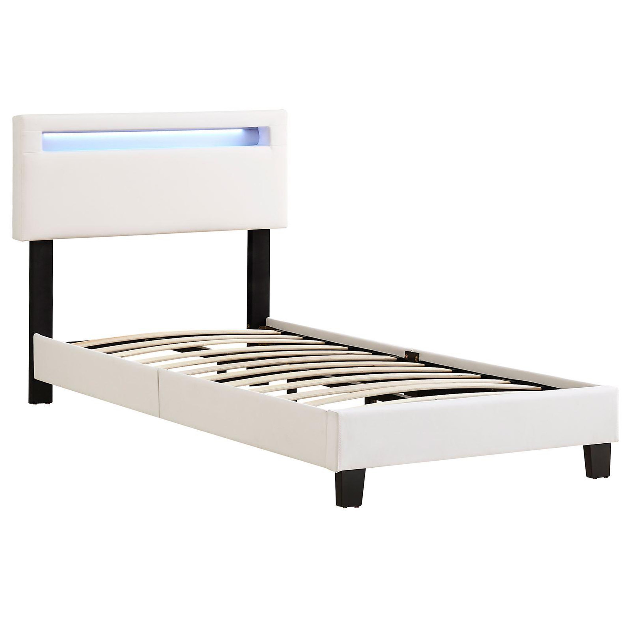 Voir la diapositive 4 : IDIMEX Lit LED simple EVAN 90x190 cm, avec sommier, revêtement en synthétique