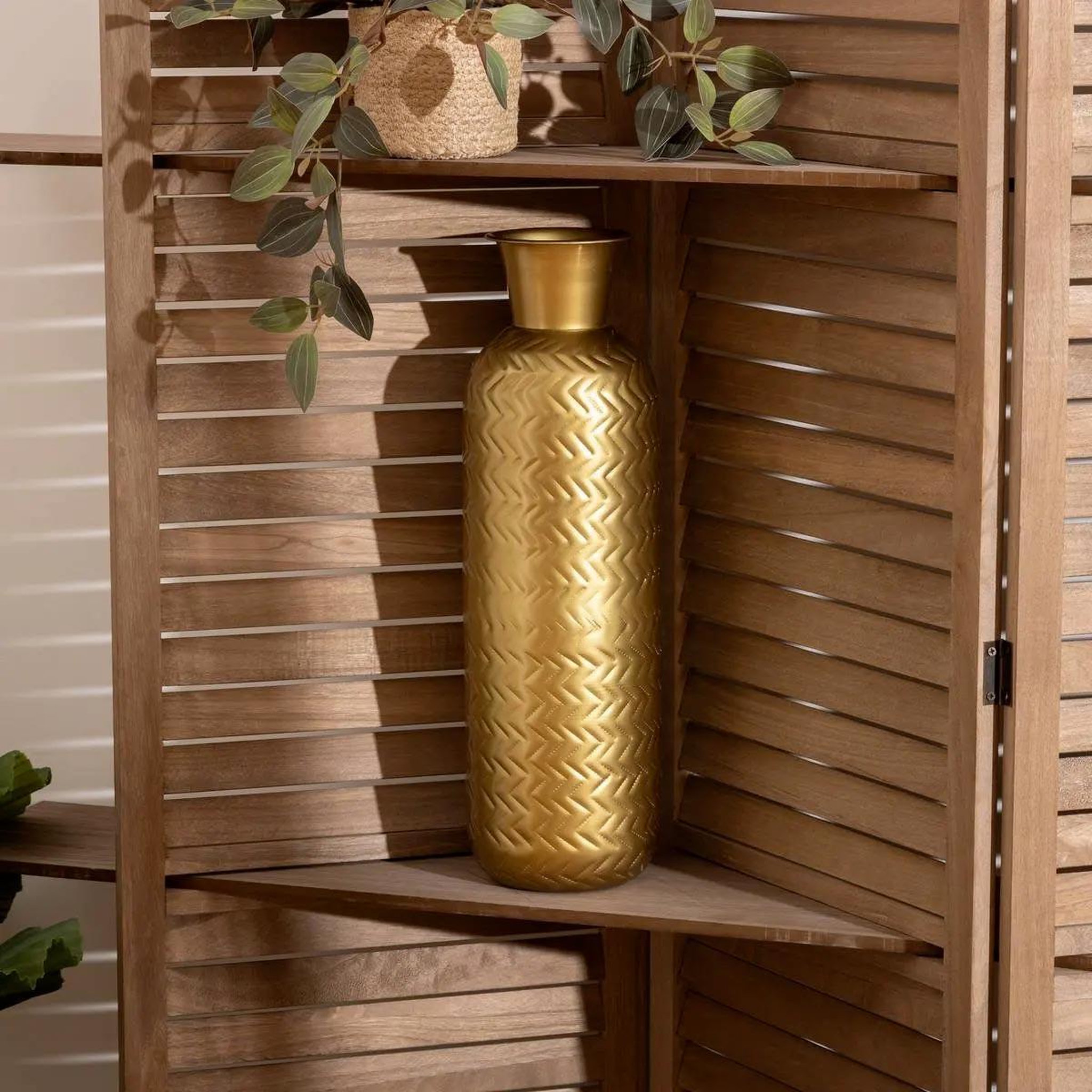 Voir la diapositive 2 : ATMOSPHERA Vase design en métal  midnight garden  45cm or