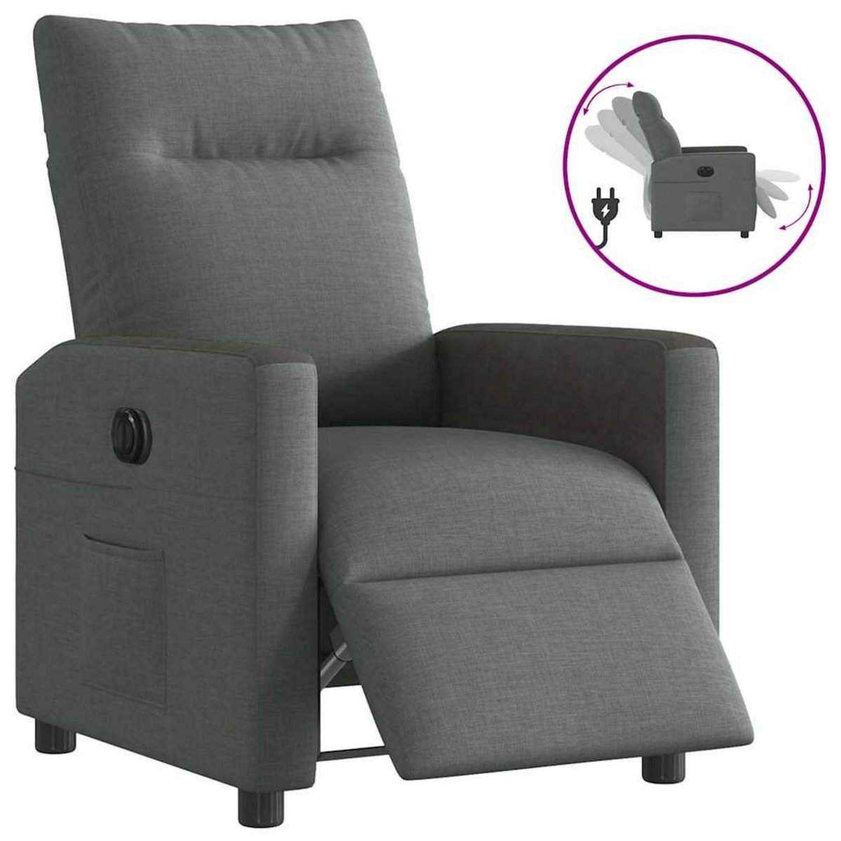 VIDAXL Fauteuil inclinable electrique Gris fonce Tissu