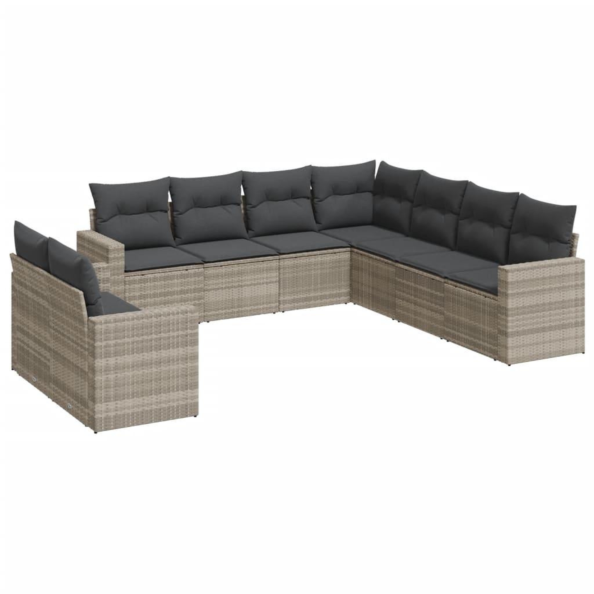Voir la diapositive 2 : VIDAXL Salon de jardin 9 pcs avec coussins gris clair resine tressee