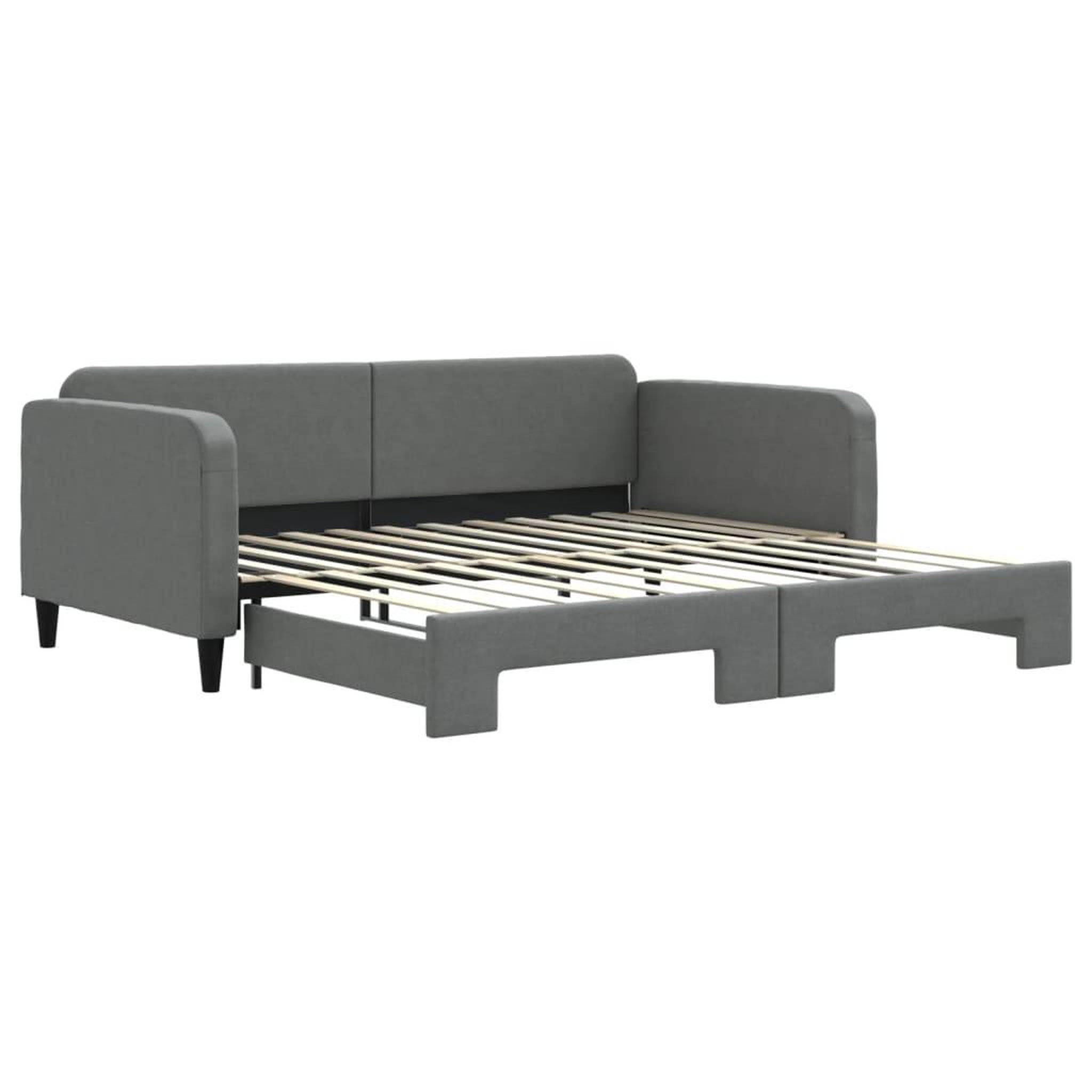 Voir la diapositive 2 : VIDAXL Lit de jour avec gigogne sans matelas gris fonce 100x200 cm
