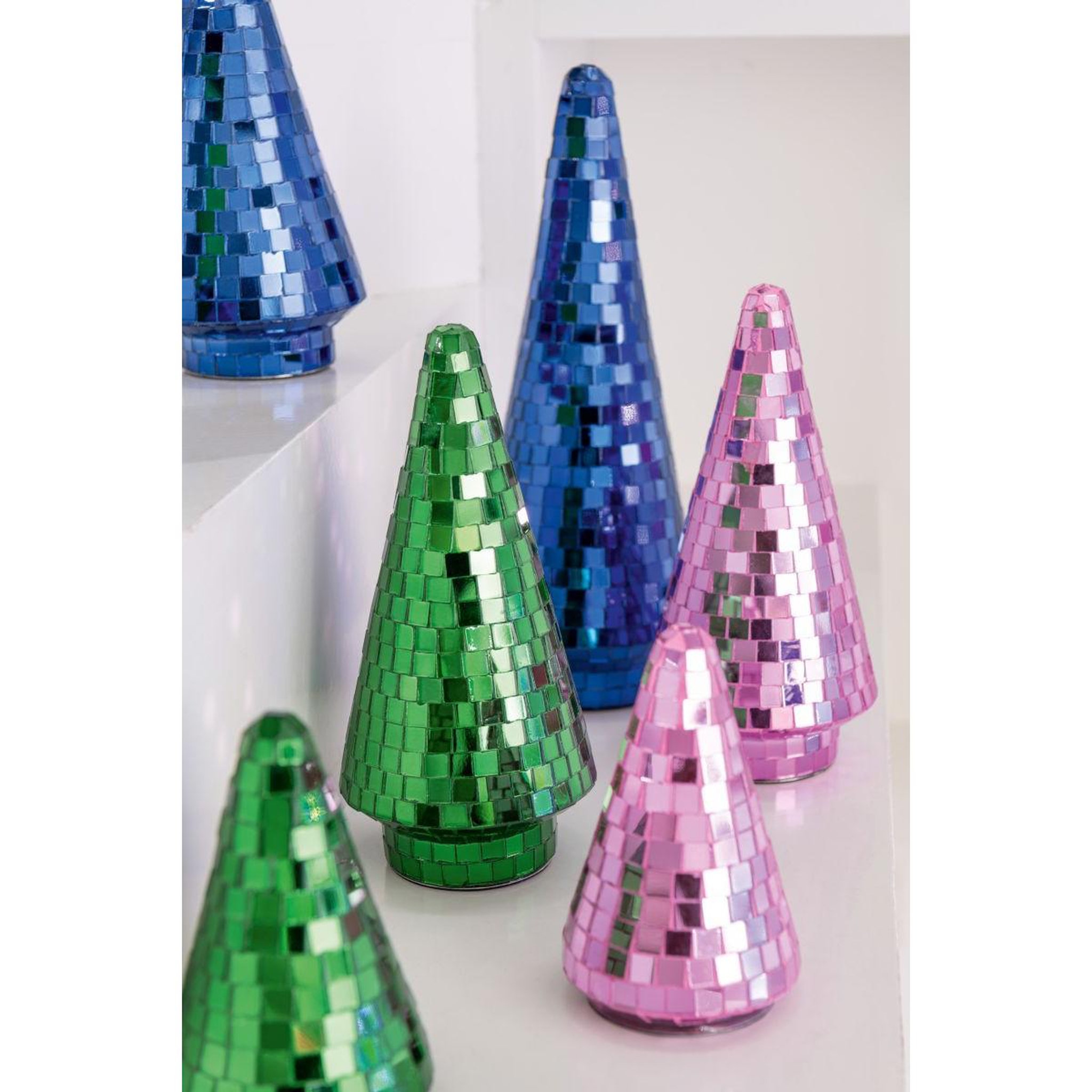 Voir la diapositive 3 : J-LINE Arbre disco en verre  miroir  23cm vert