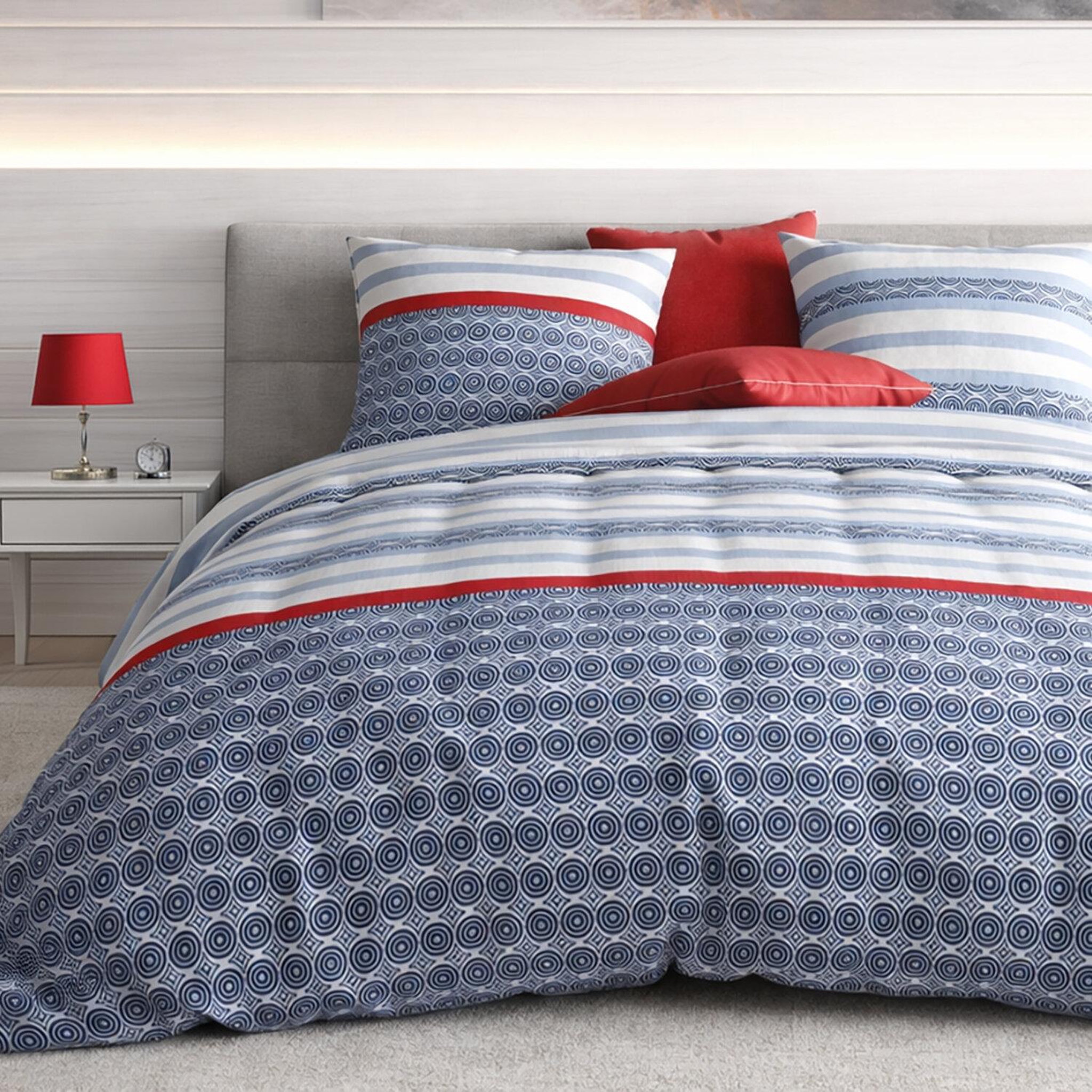 Voir la diapositive 1 : ATELIER DU COTON Parure housse de couette 100% coton 57fils santorini