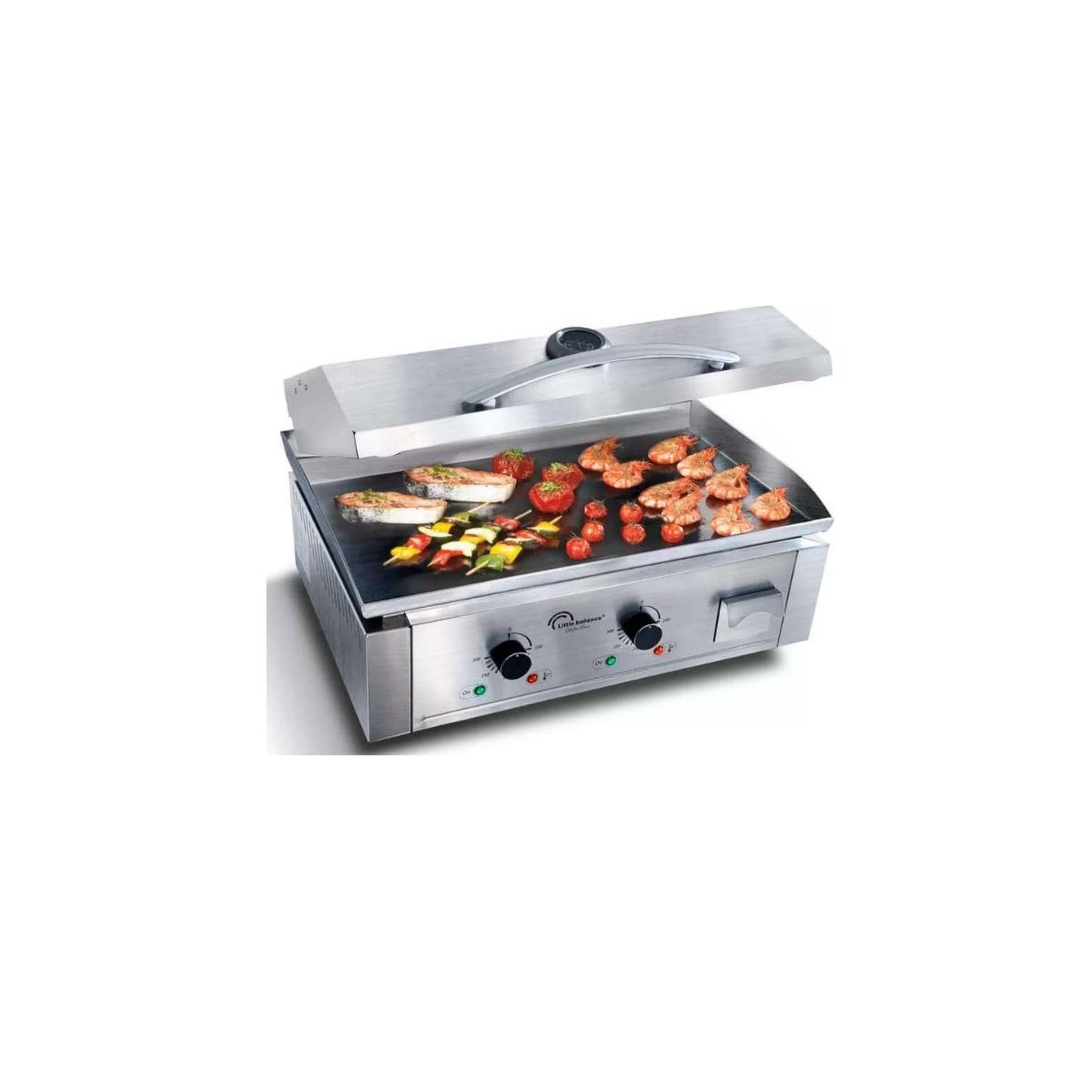 Voir la diapositive 2 : LITTLE BALANCE Plancha électrique 3500w plaque inox 59x38cm - 8473