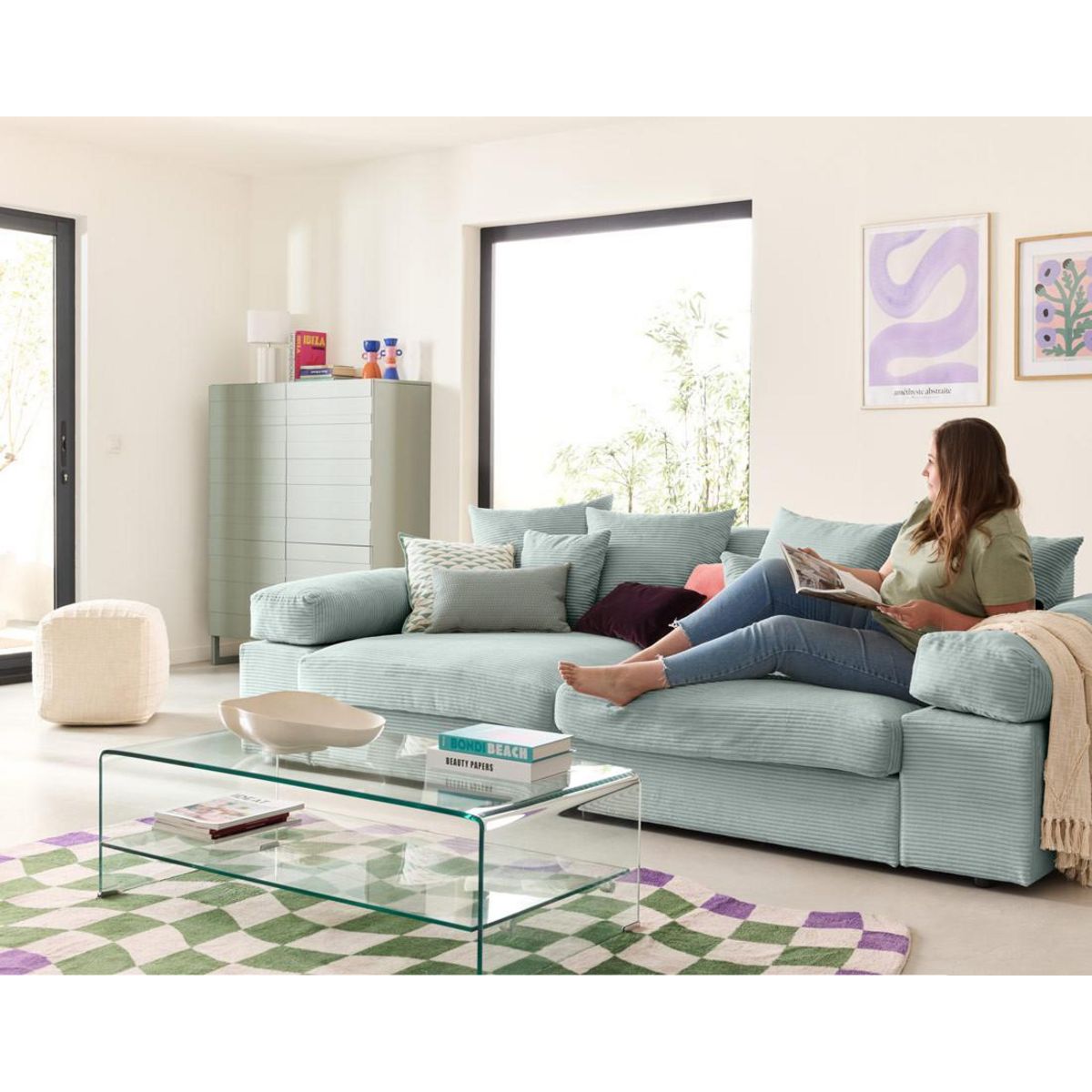 LISA DESIGN Aspen - canapé 4 places - assise profonde - velours côtelé