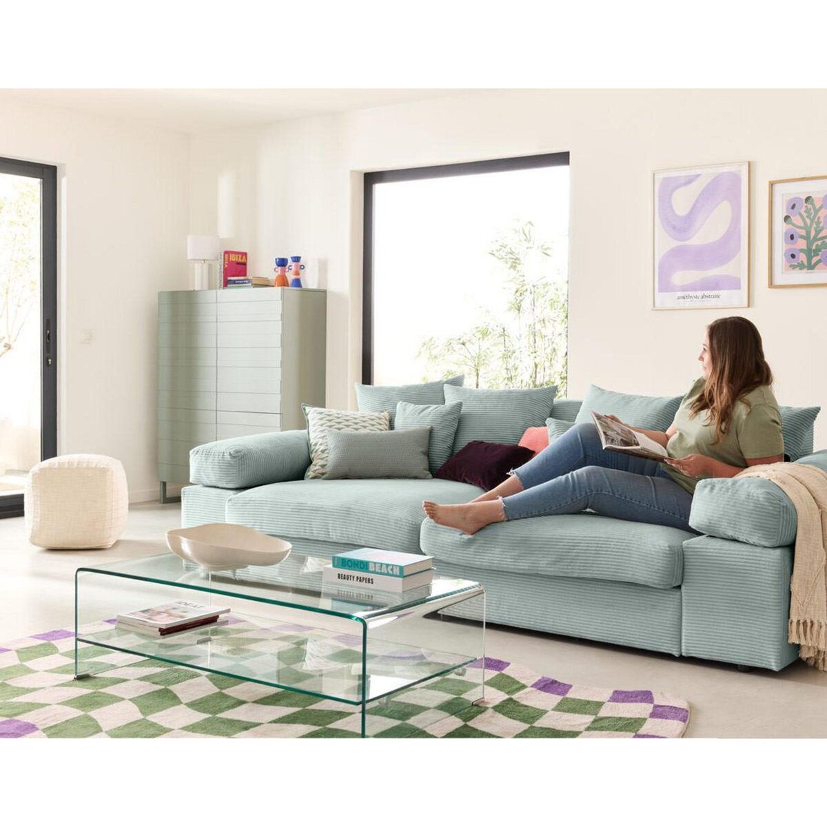 LISA DESIGN Aspen - canapé 4 places - assise profonde - velours côtelé