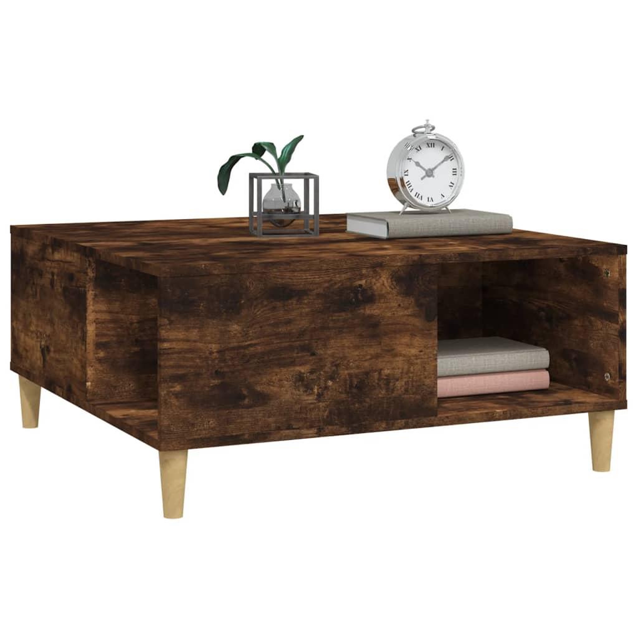 Voir la diapositive 4 : VIDAXL Table basse chene fume 80x80x36,5 cm bois d'ingenierie