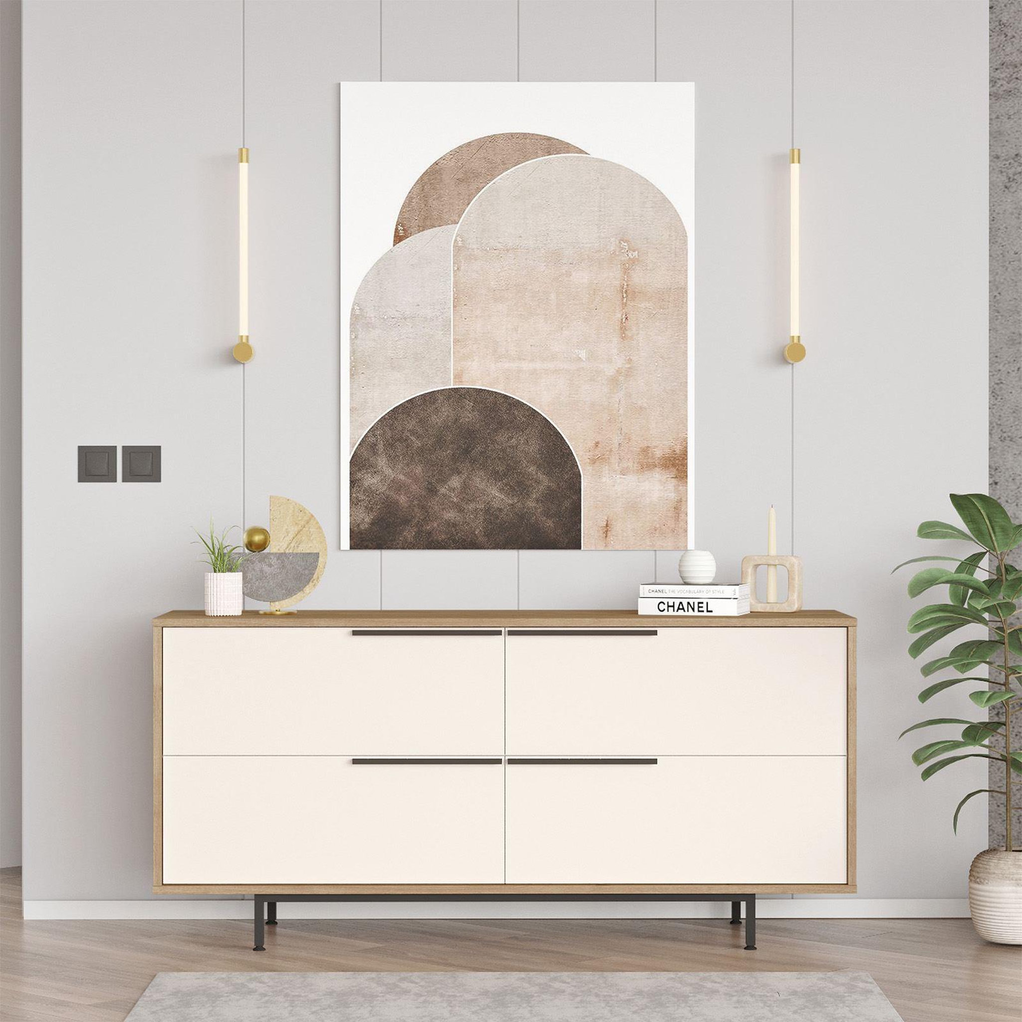 Voir la diapositive 2 : Habitat et Jardin Buffet en bois  on3-sw  - 160 x 44 x 74 cm - blanc