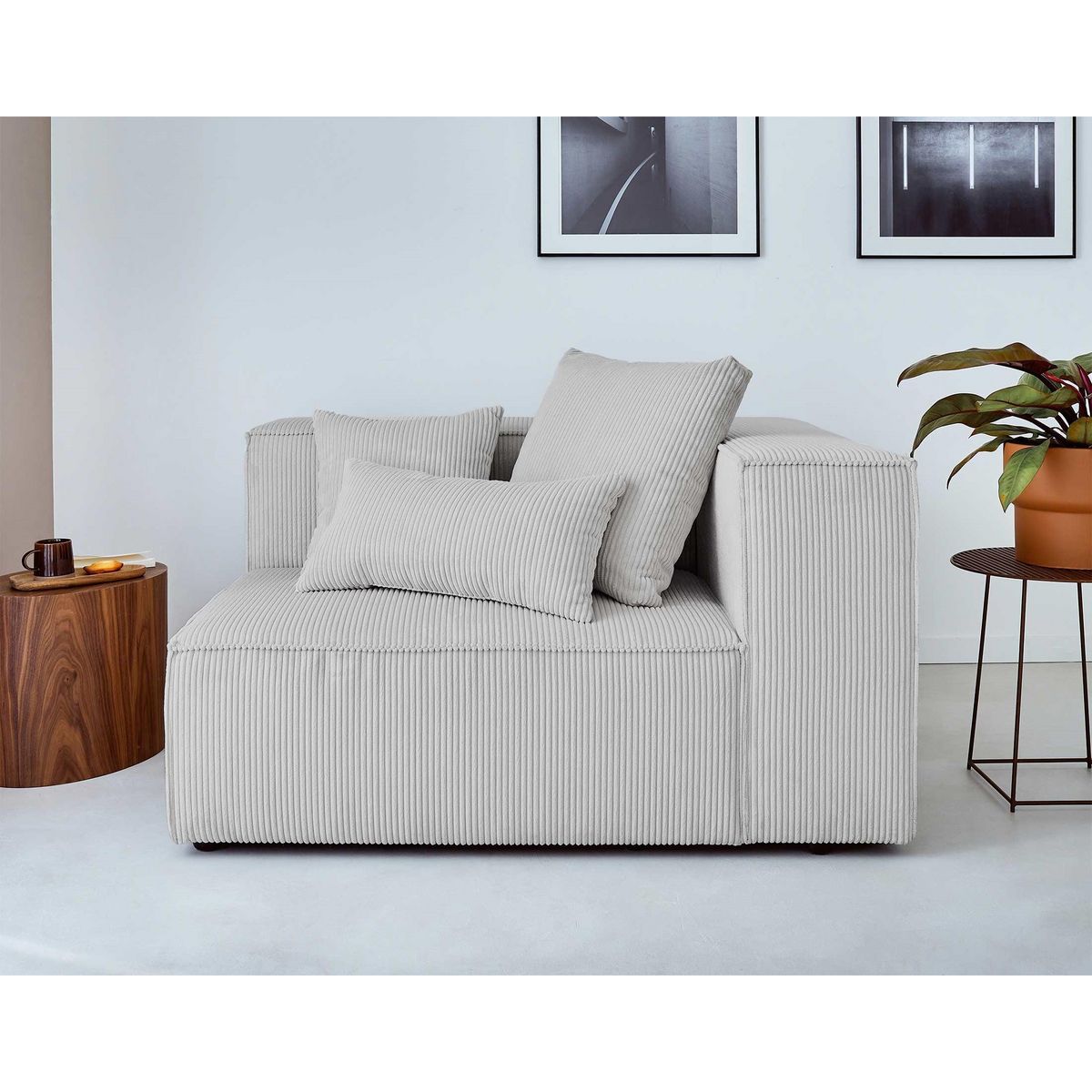 LISA DESIGN Colombine - module d'assise droit - en velours côtelé