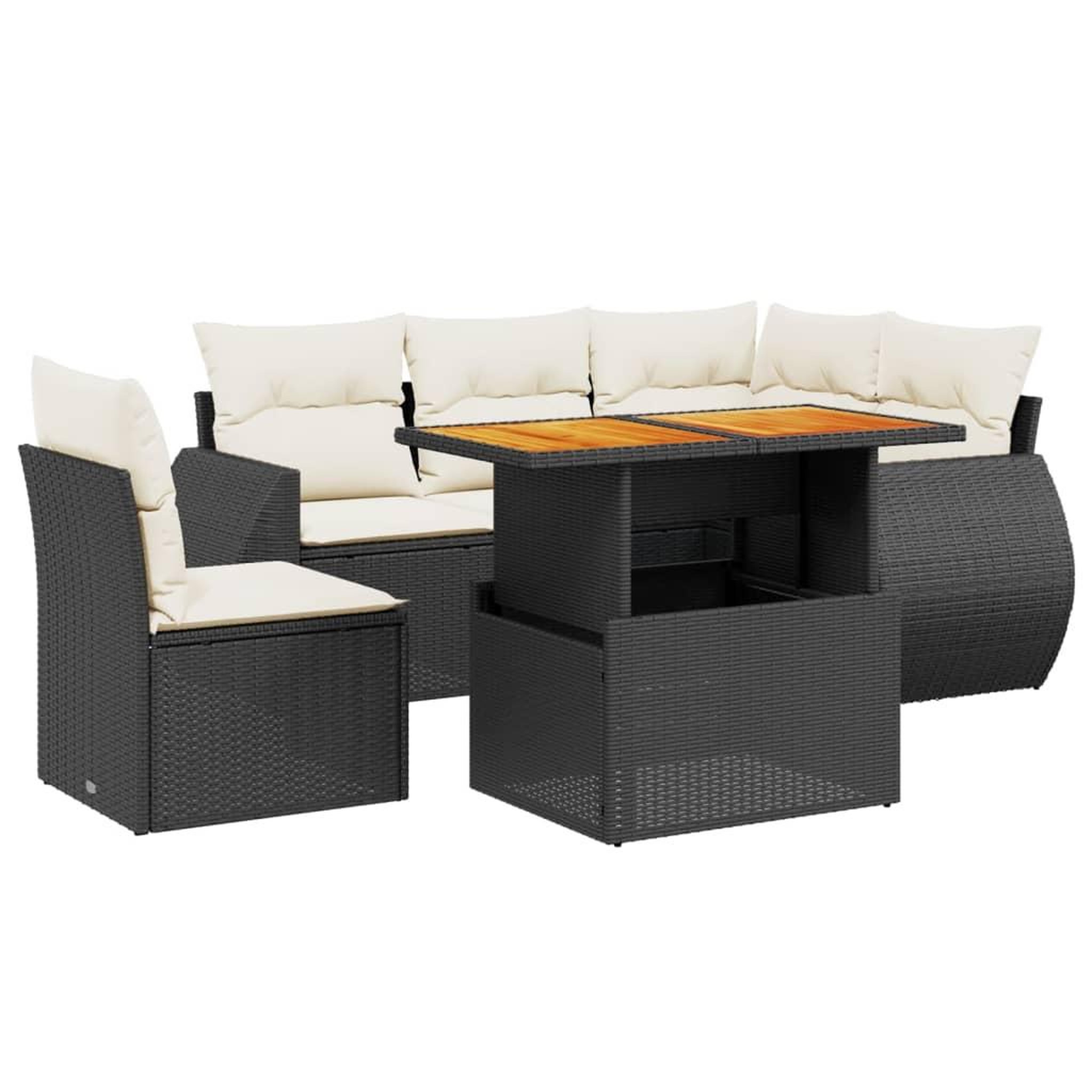 Voir la diapositive 2 : VIDAXL Salon de jardin 6 pcs avec coussins noir resine tressee