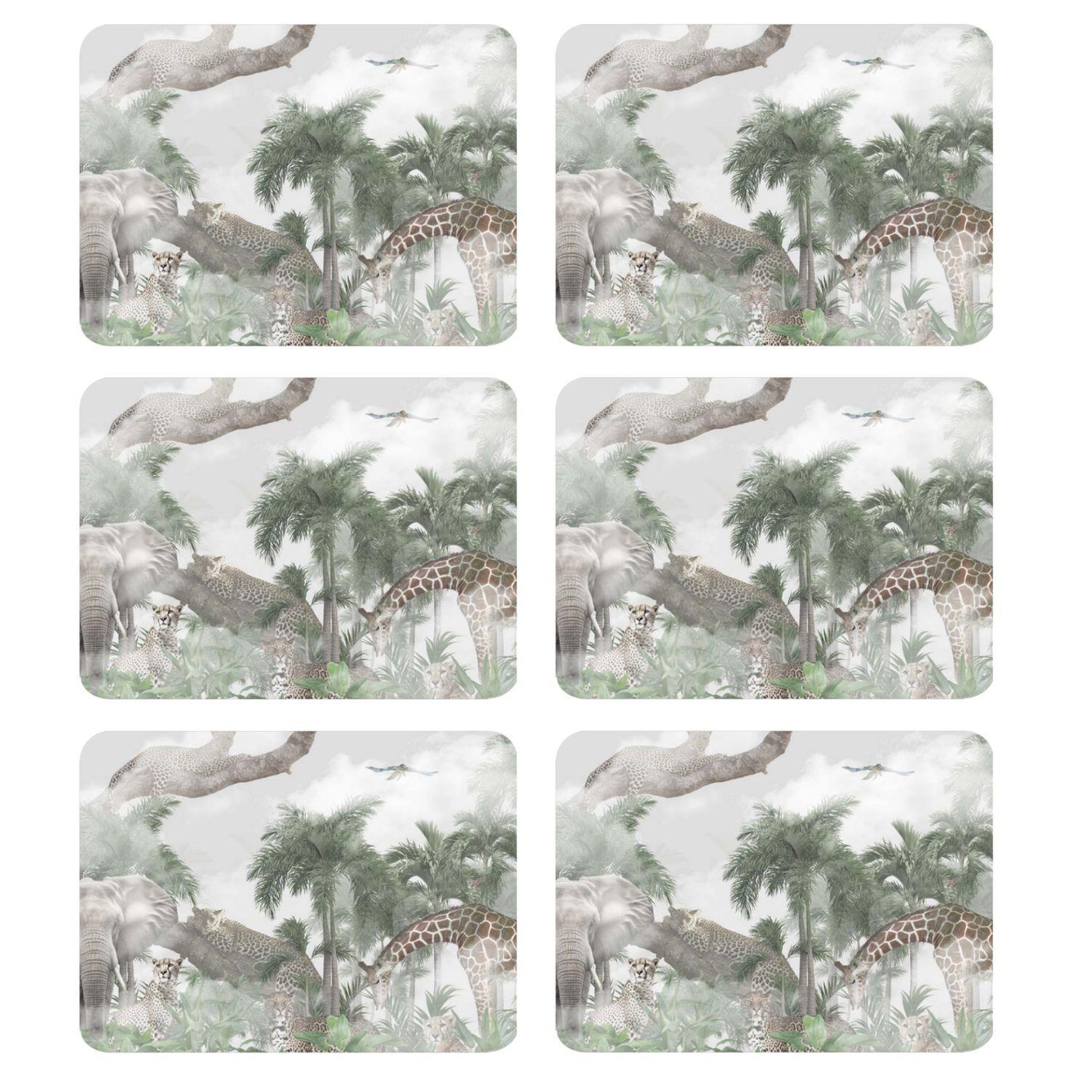 HABITABLE Lot de 6 sets de table motifs animaux OLWEN - 28 x 43 cm