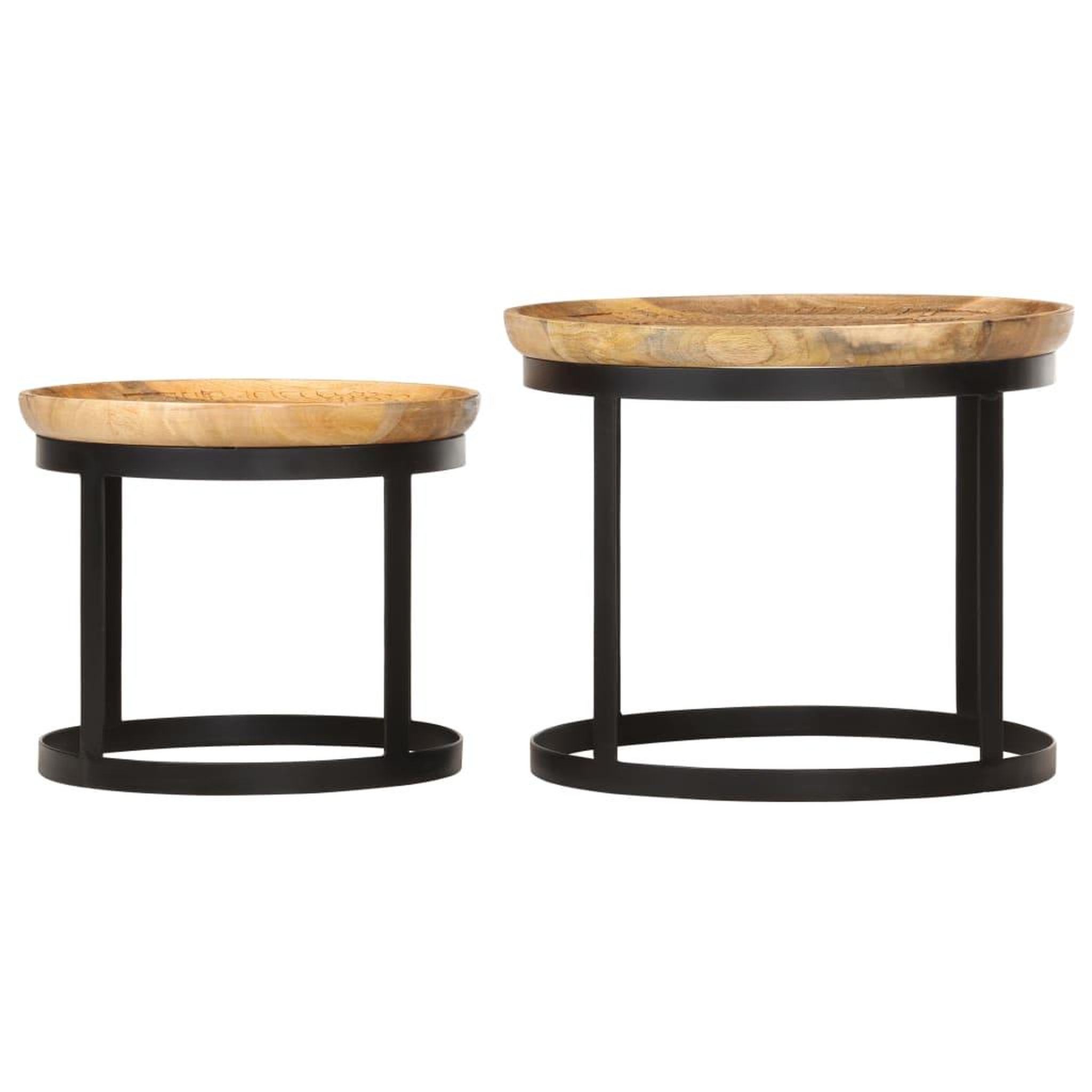 Voir la diapositive 4 : VIDAXL Tables d'appoint rondes 2 pcs bois de manguier solide et acier