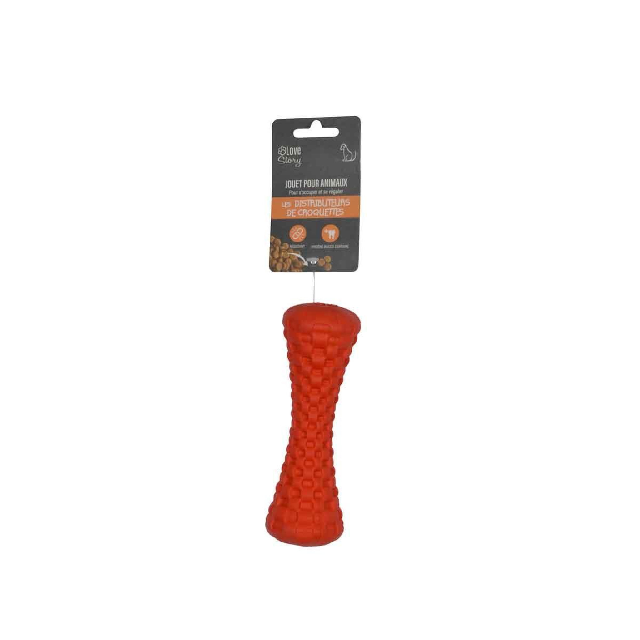 Voir la diapositive 4 : LOVE STORY Jouet pour chien distributeur  os  15cm rouge