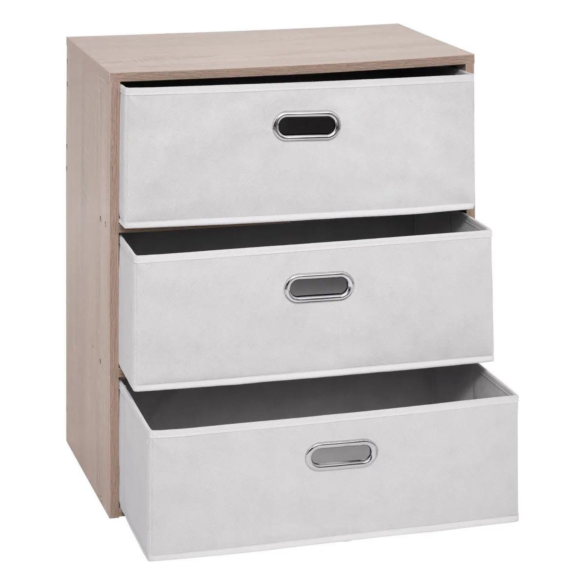 Voir la diapositive 2 : FIVE Commode 3 tiroirs paniers  dress up  50cm beige