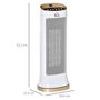 Voir la diapositive 3 : HOMCOM Chauffage soufflant oscillant 2000 W - radiateur céramique PTC - 3 niveaux de puissance - chauffage d'appoint avec télécommande blanc doré