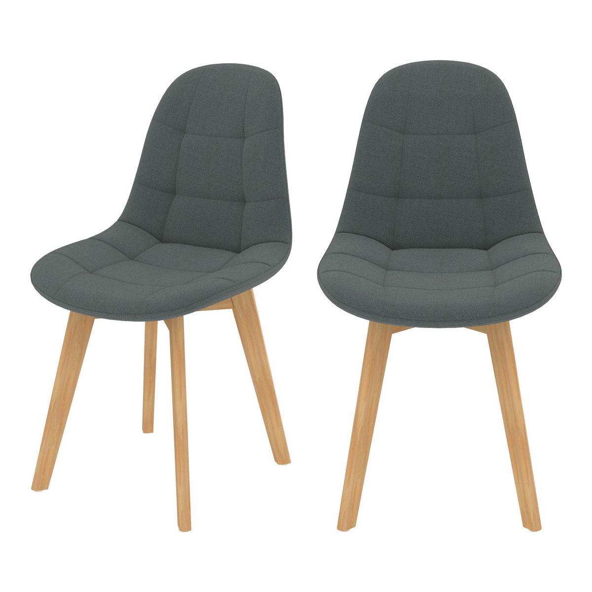 Rendez vous déco Lot de 2 chaises gris foncé et pieds en bois de hêtre - Yolo