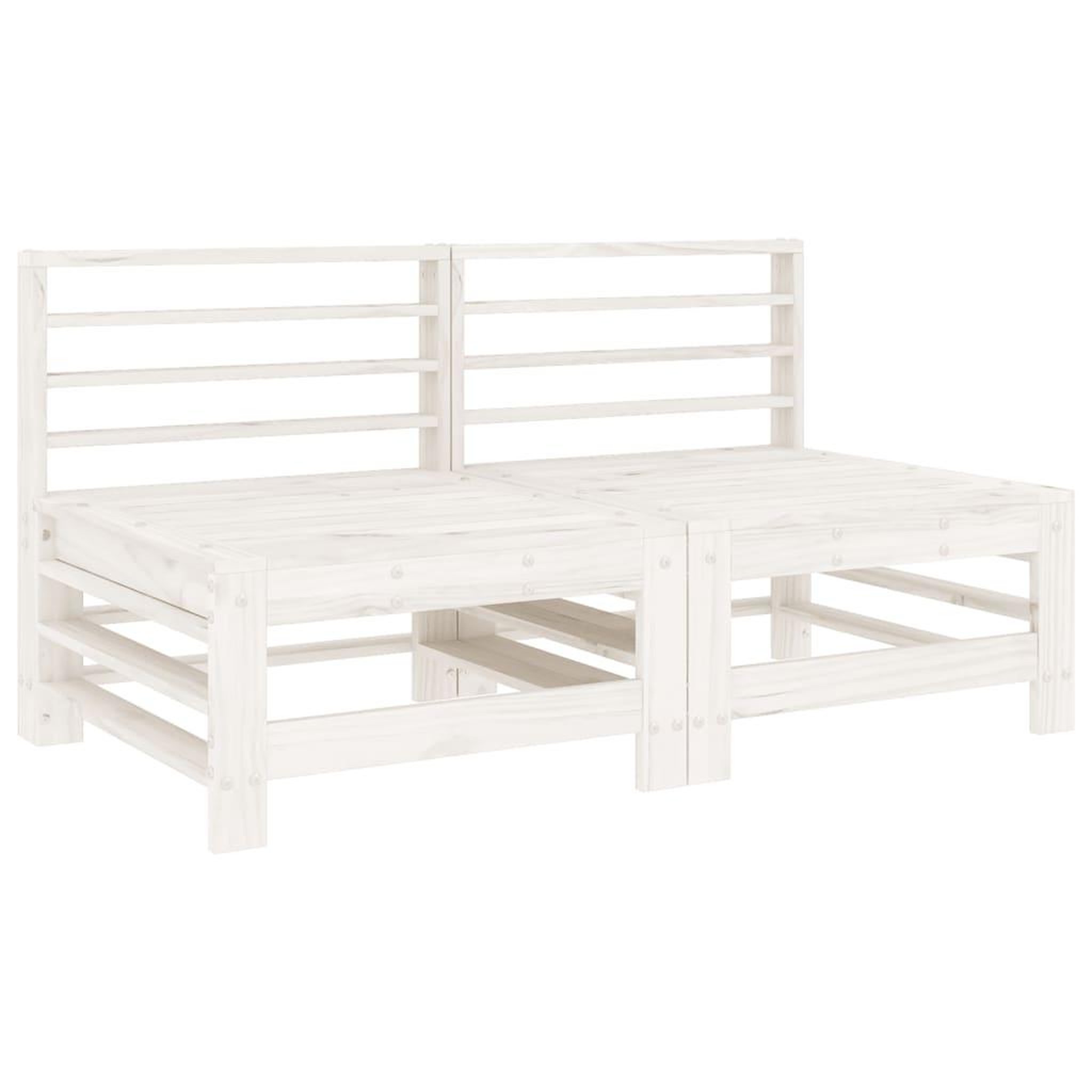 Voir la diapositive 2 : VIDAXL Canapes centraux de jardin 2 pcs blanc bois de pin massif