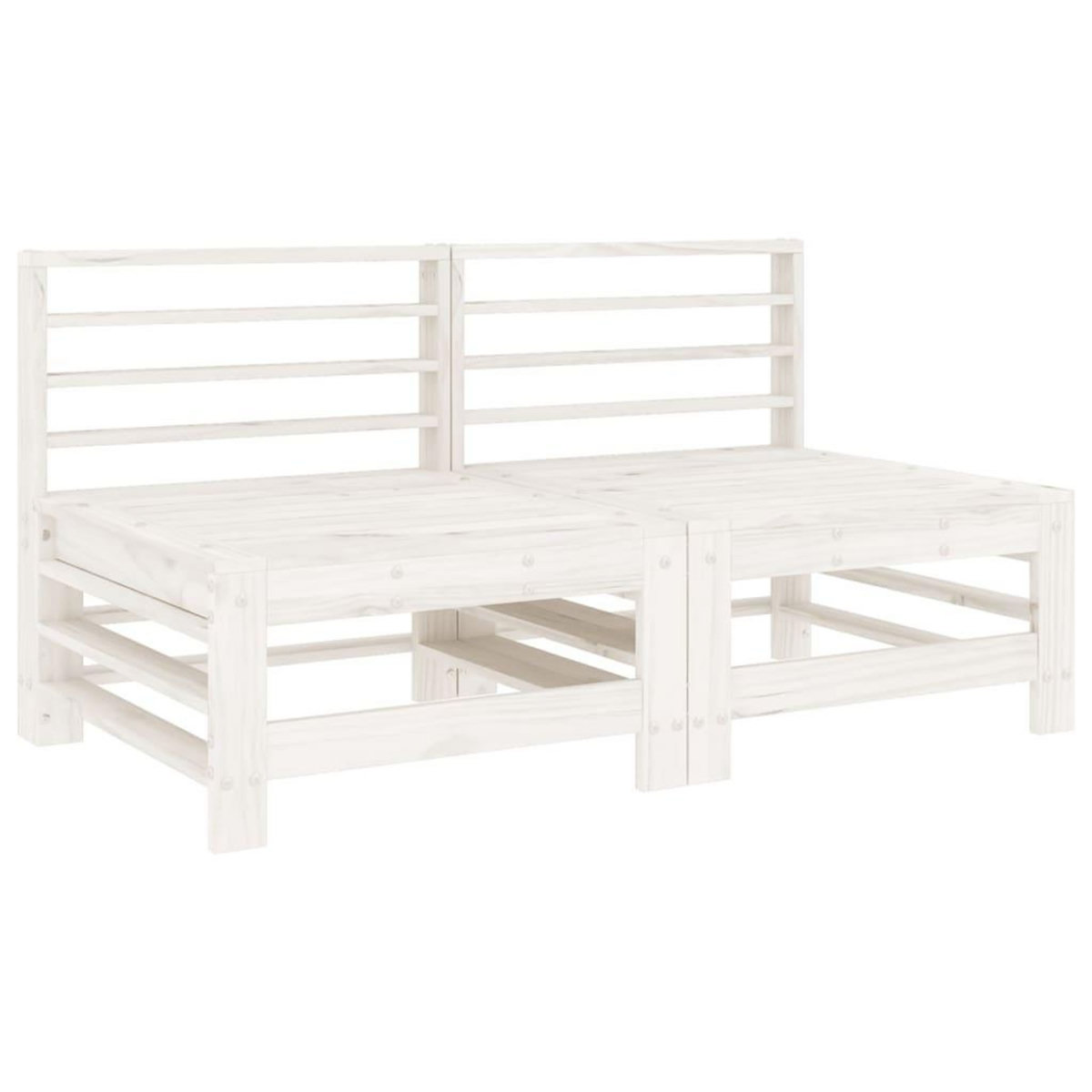 VIDAXL Canapes centraux de jardin 2 pcs blanc bois de pin massif