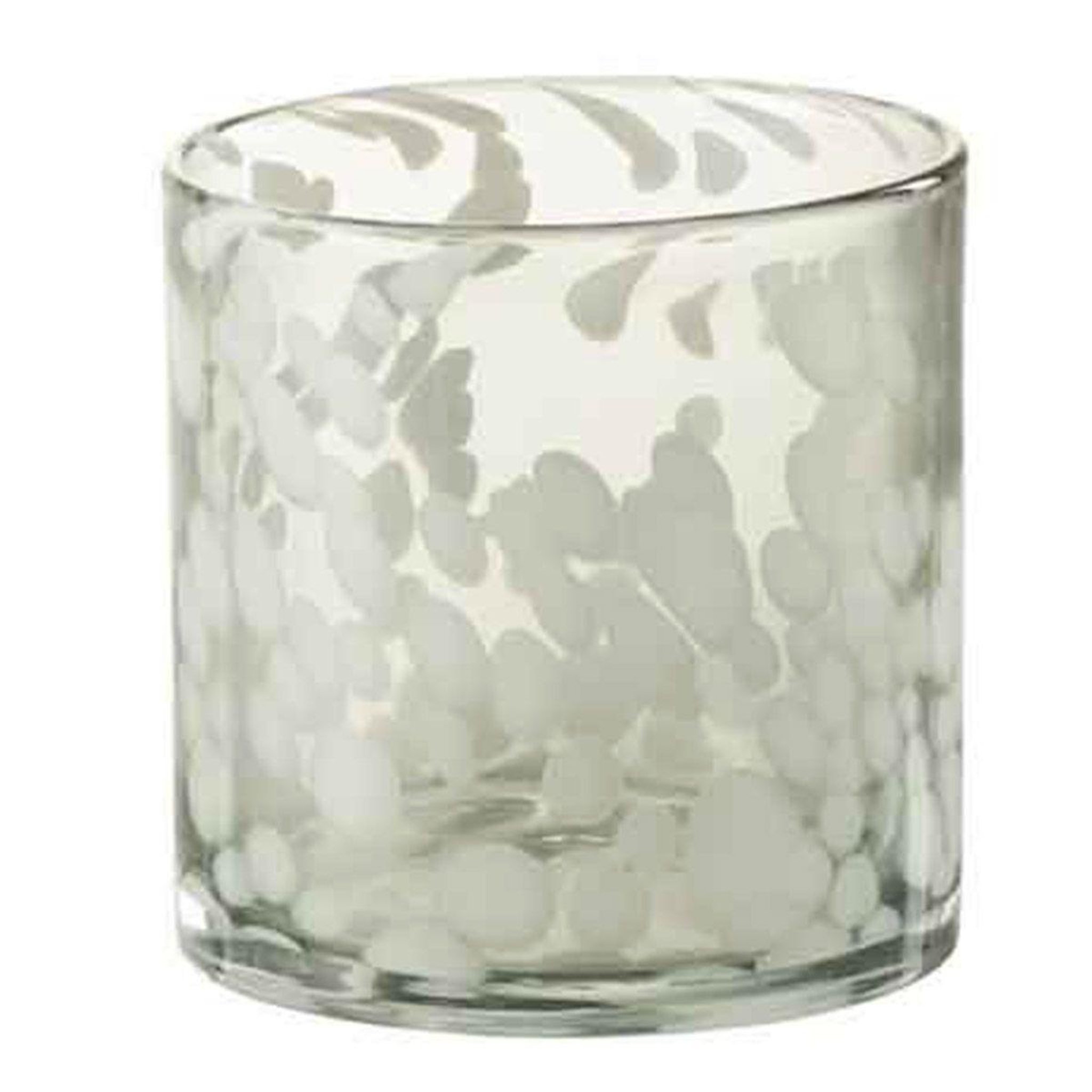 J-LINE Photophore en Verre  Tâche  12cm Gris & Blanc