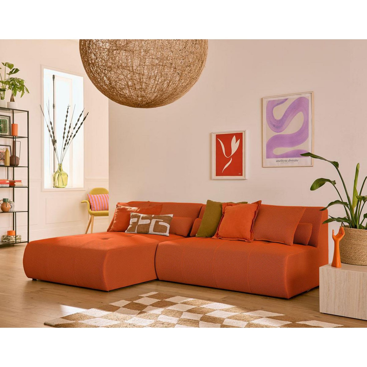 LISA DESIGN Onyx - canapé modulable d'angle réversible 4 places - en tissu mailles 3d