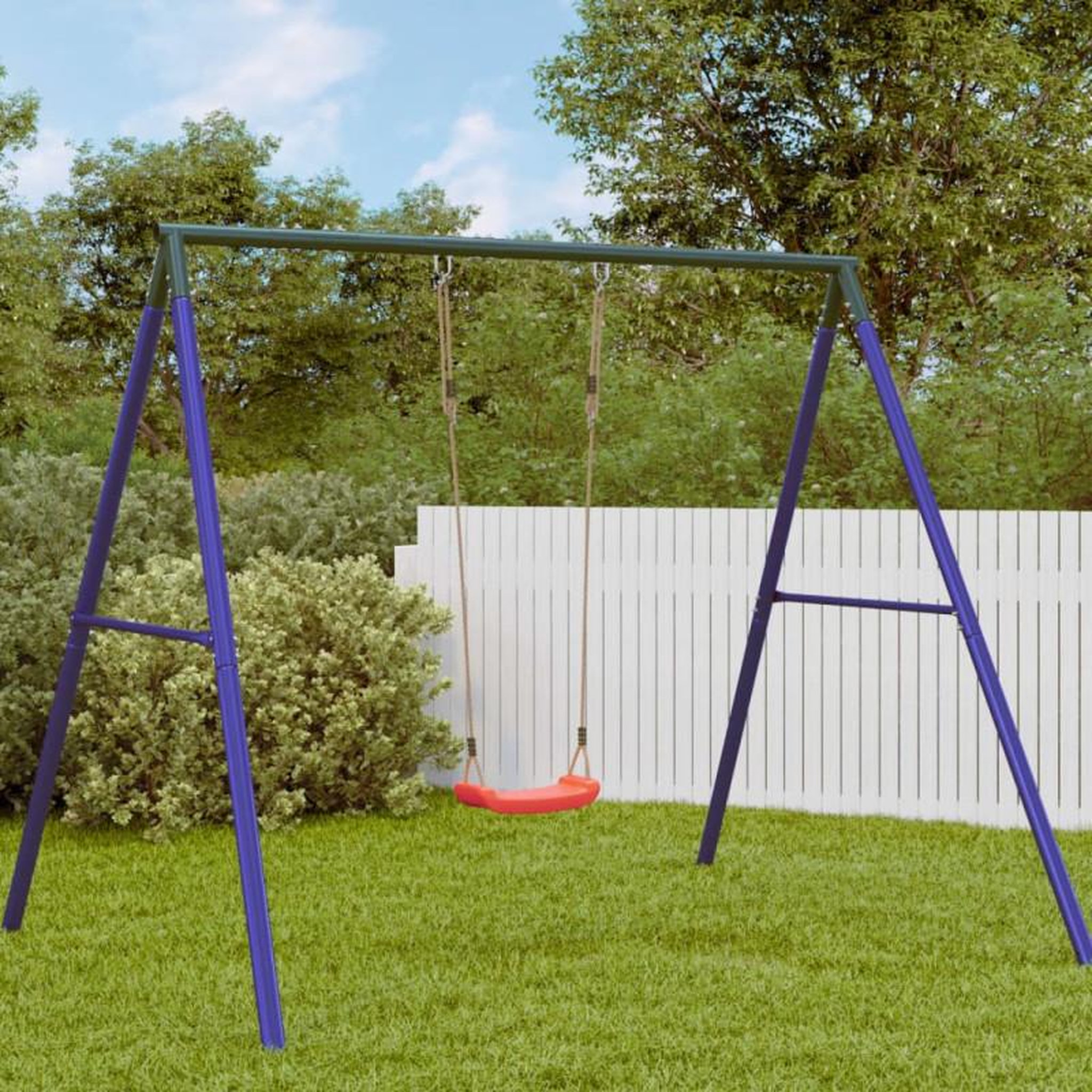 Voir la diapositive 3 : VIDAXL Balançoire d extérieur d enfants simple et corde réglable rouge