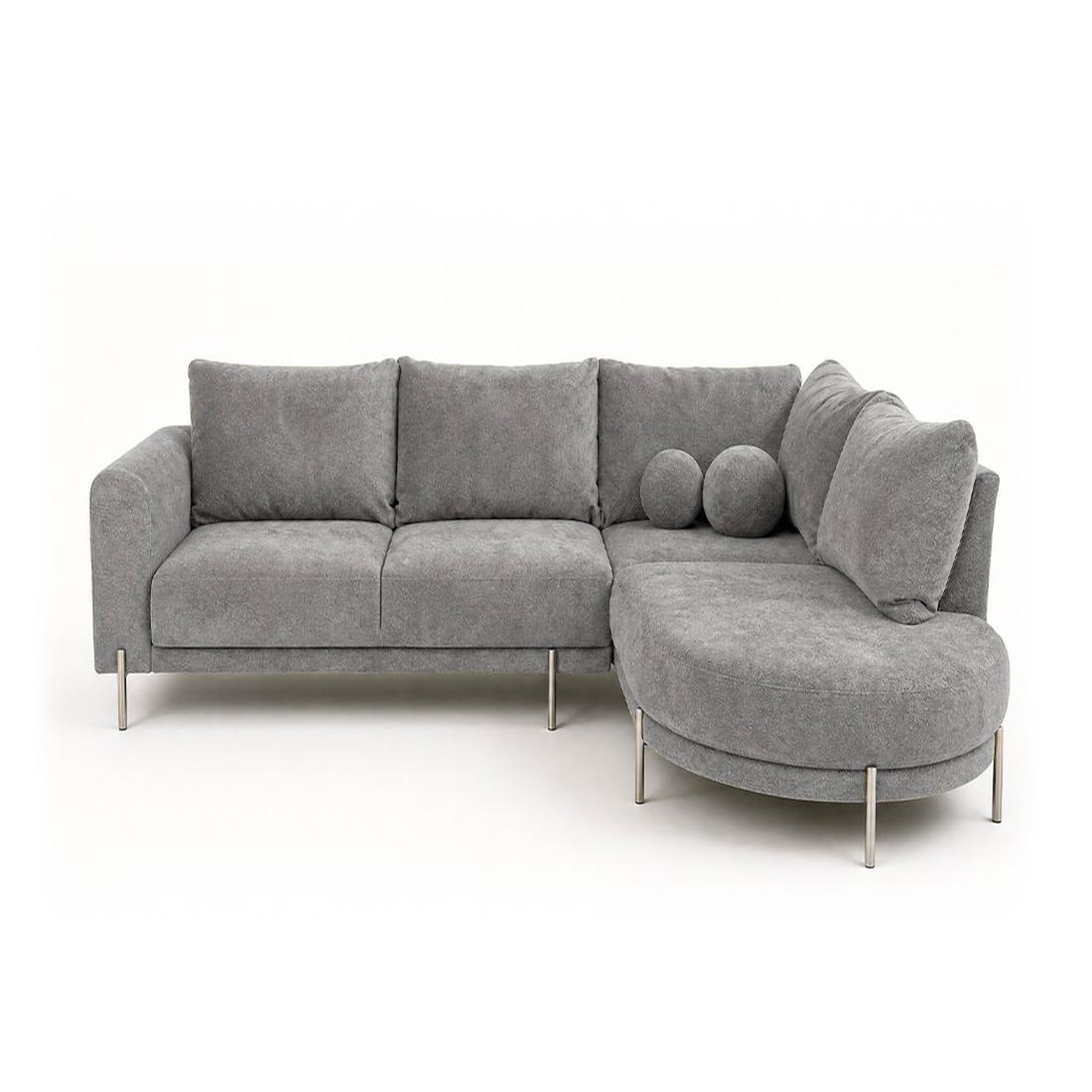 Voir la diapositive 1 : BEST MOBILIER Gabin - canapé d'angle droit 5 places en velours texturé