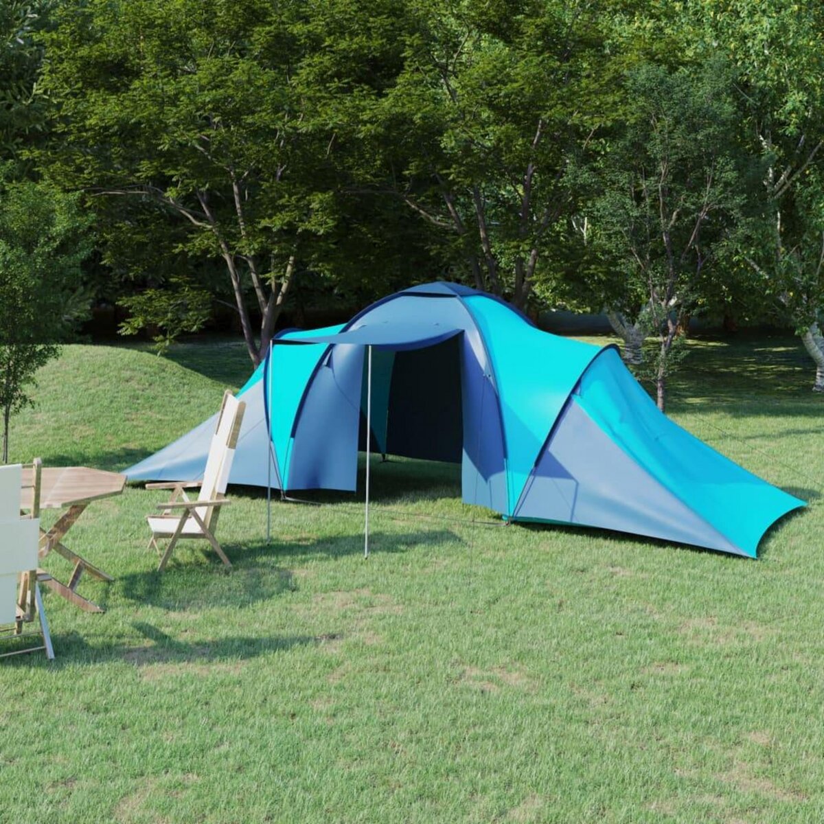 VIDAXL Tente de camping pour 6 personnes bleu et bleu clair