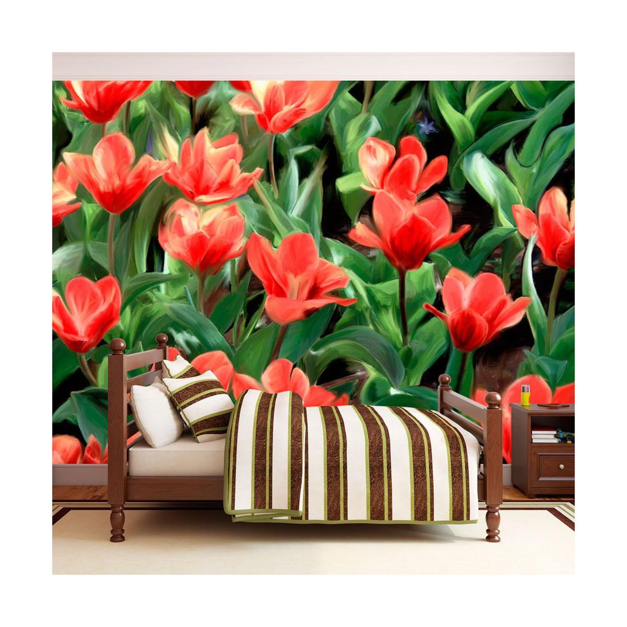Paris Prix Papier peint  painted flowers. Coloris disponibles : Multicolore