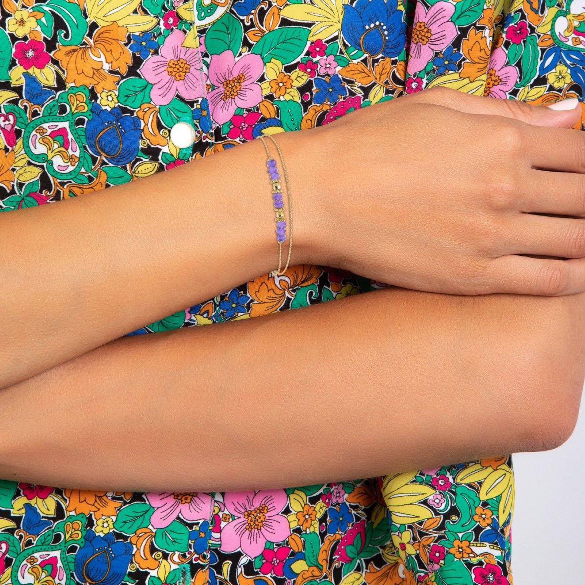 Voir la diapositive 2 : SC BOHEME Bracelet double tour par SC Bohème orné d'Améthystes