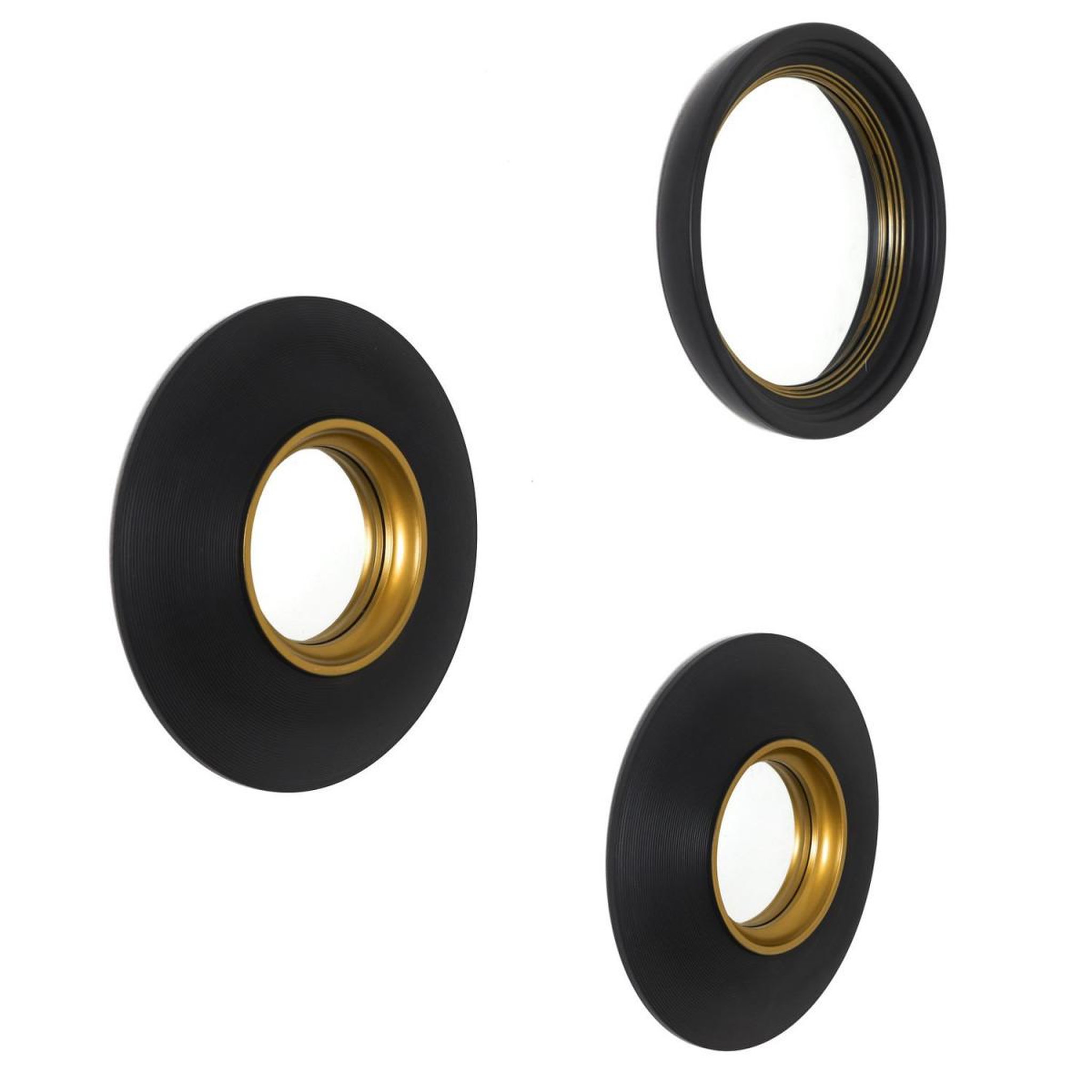 Voir la diapositive 2 : The Home Deco Factory Lot de 3 Miroirs Déco Ronds  Oko  25cm Noir