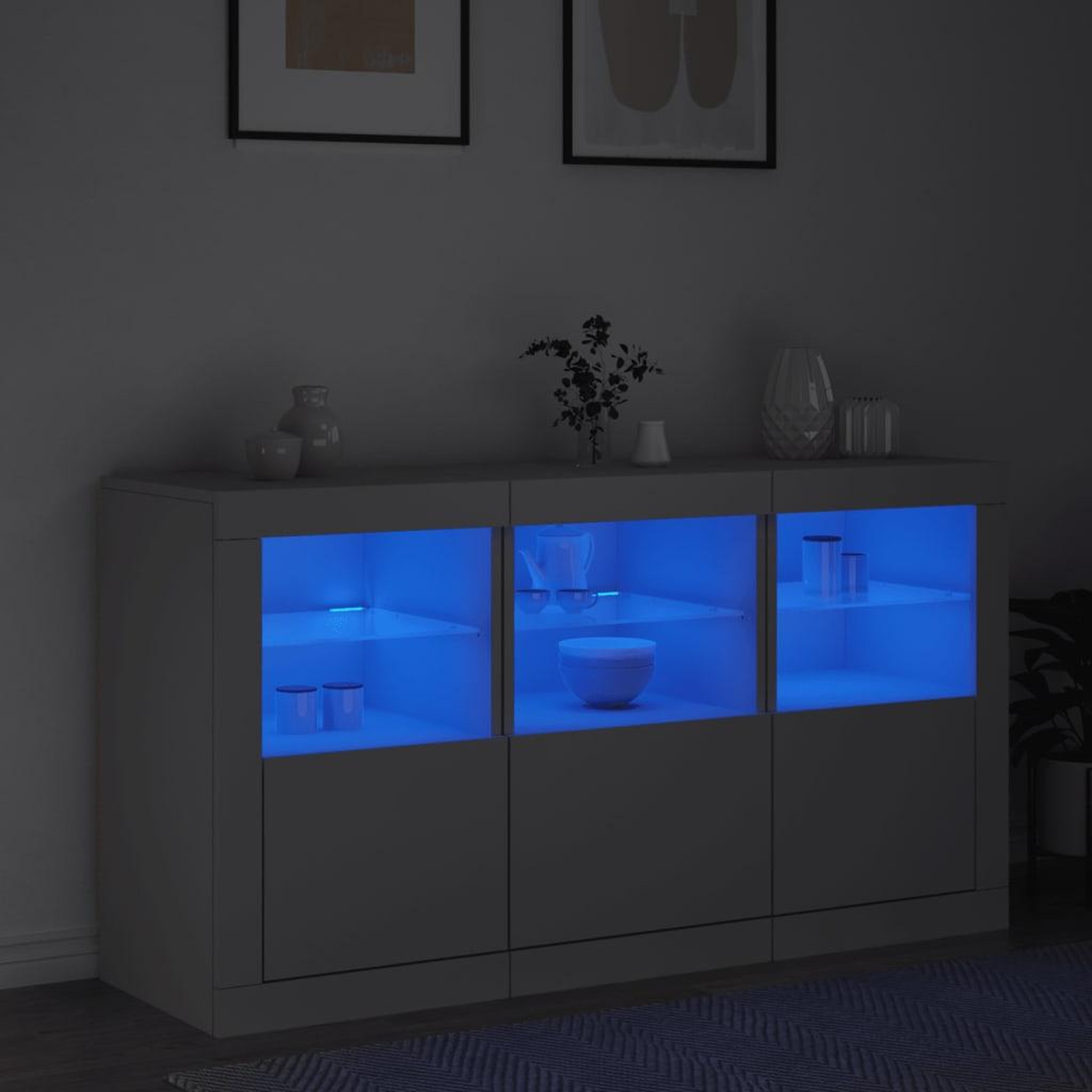 Voir la diapositive 4 : VIDAXL Buffet avec lumieres LED blanc 123x37x67 cm